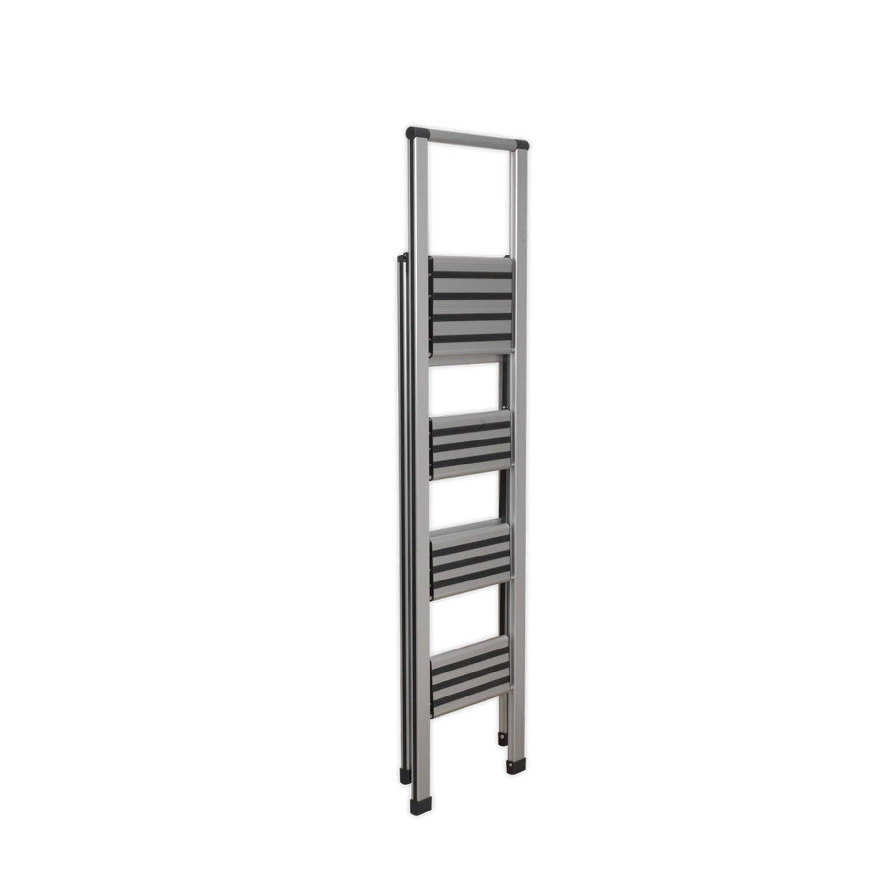 Sealey Aluminium Professional Folding Step Ladder 4-Step 150kg Capacity