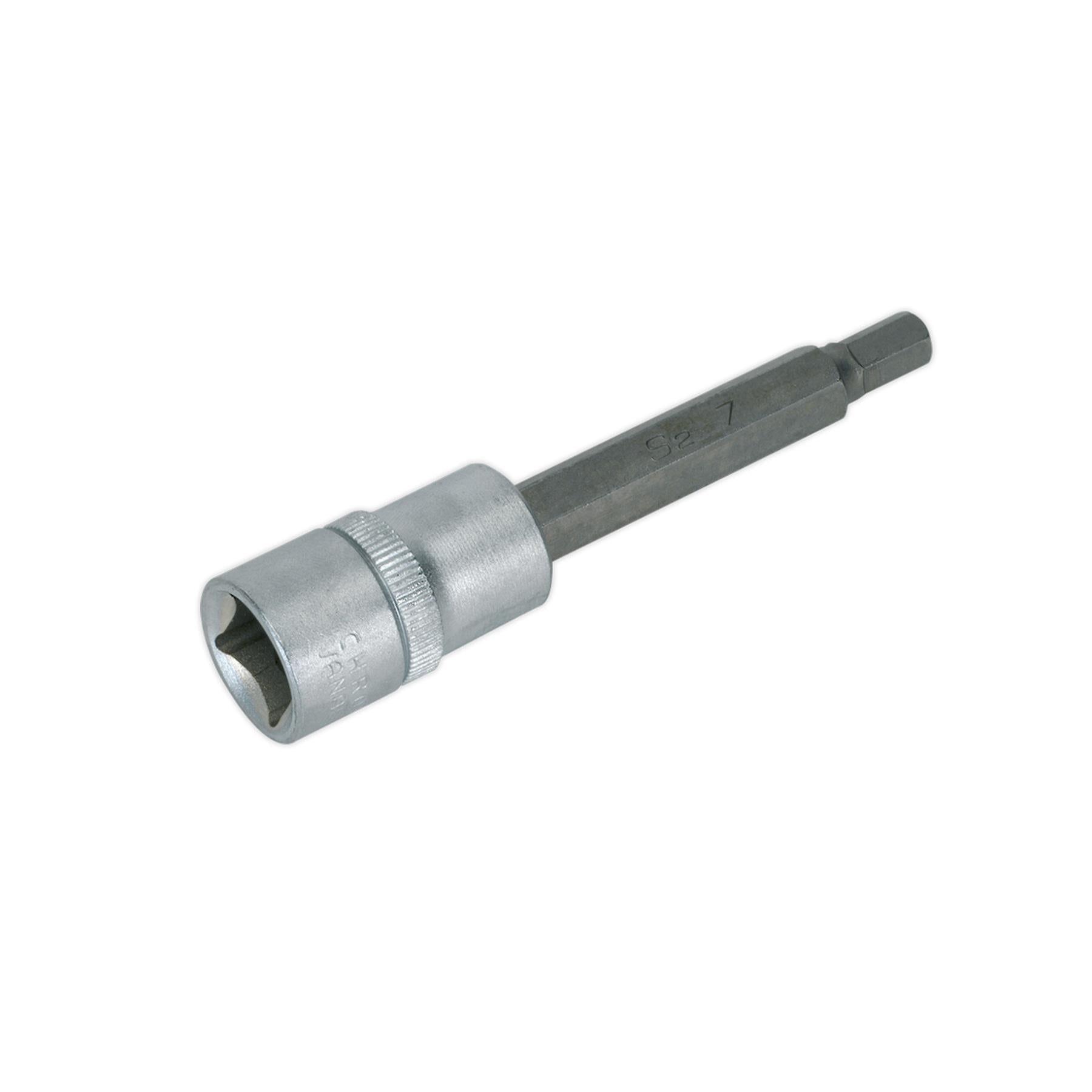 Sealey Hex Socket Bit 7mm Long 1/2"Sq Drive Satin Finish