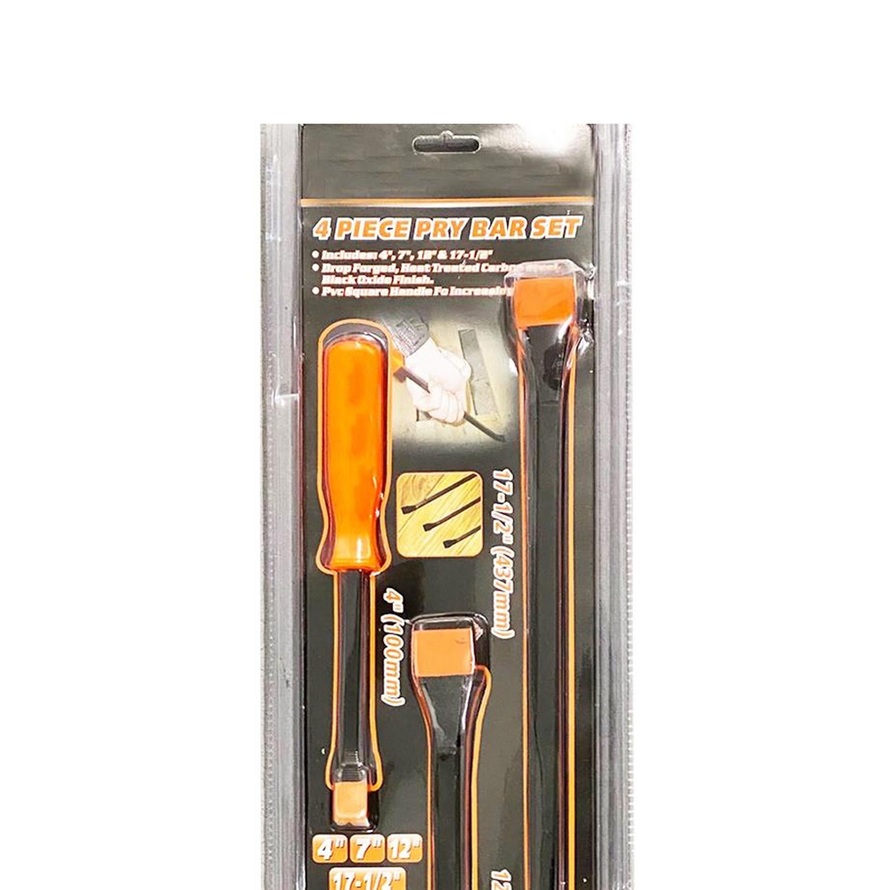 4pc Pry Crow Bar Rolling Bar Set Heavy Duty Comfort Grip Handles Garage Tool New