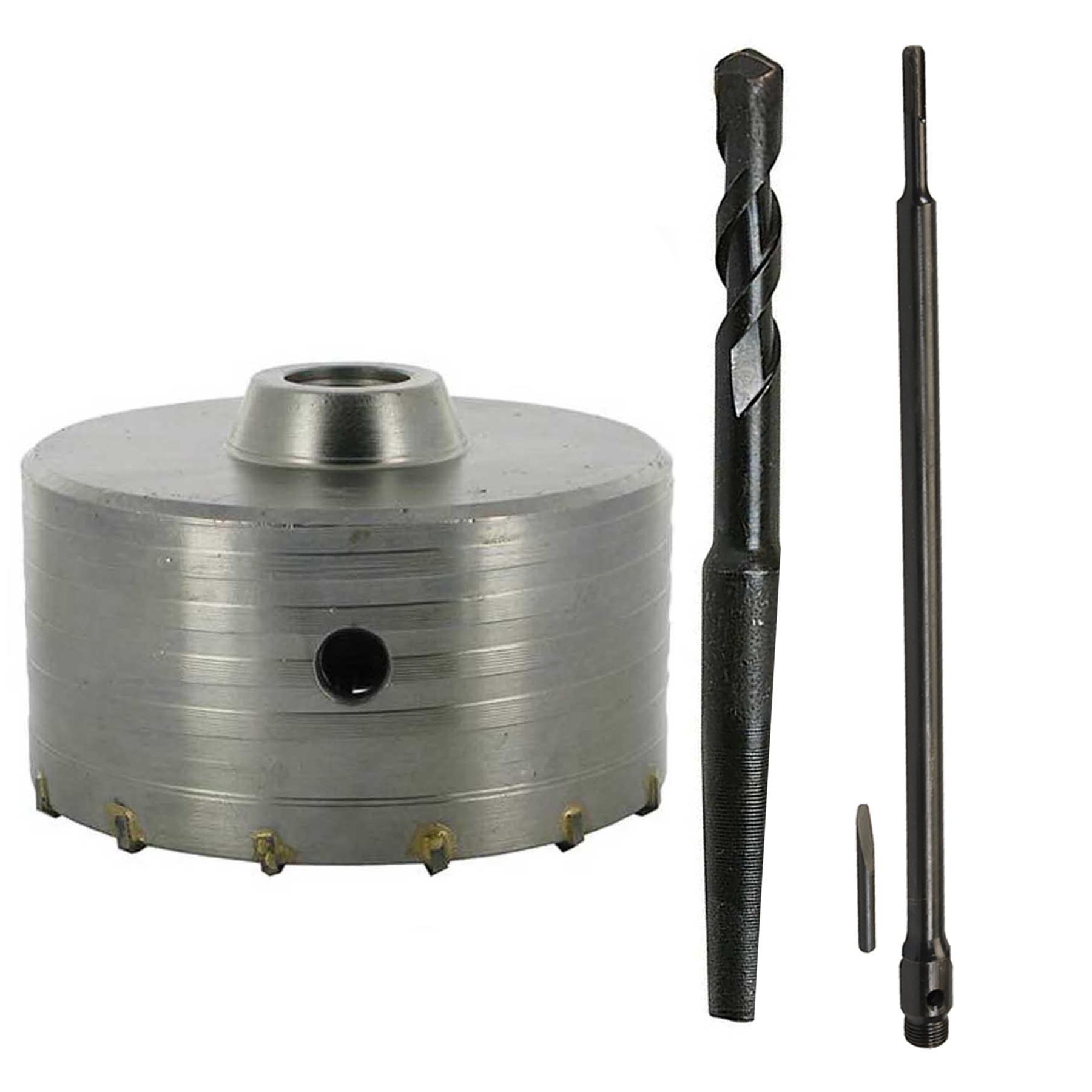TCT Core Drill Bit 115mm Hole Saw Masonry Stone Brick SDS Plus 1150mm Shaft Pilot