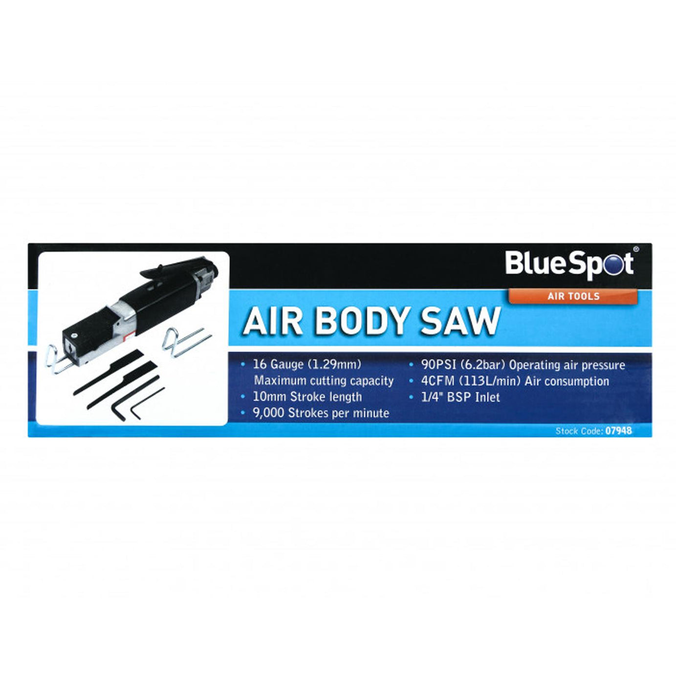 BlueSpot Air Body Saw Reciprocating Pneumatic Metal Cut Off Tool With 2 Blades