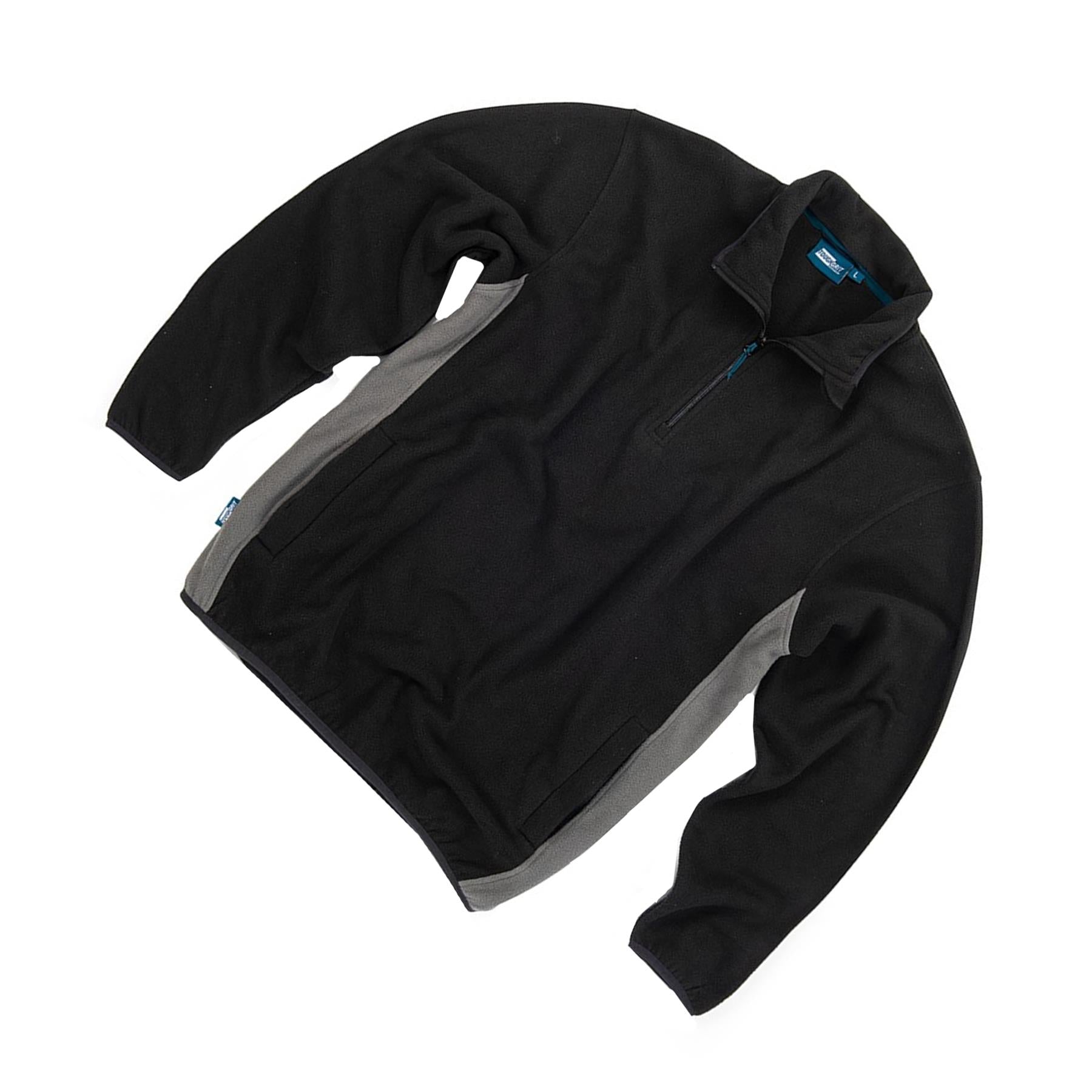 Tough Grit 2-Tone 1/4 Zip Classic Fleece Work Worker Warm Black/Charcoal XL