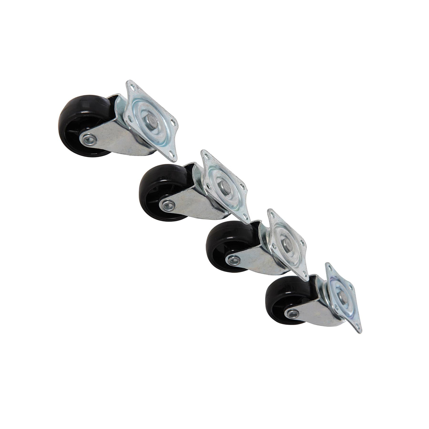 4Pk Light Duty Swivel Action Castors - 41mm Plate With Non-Marking Tyres