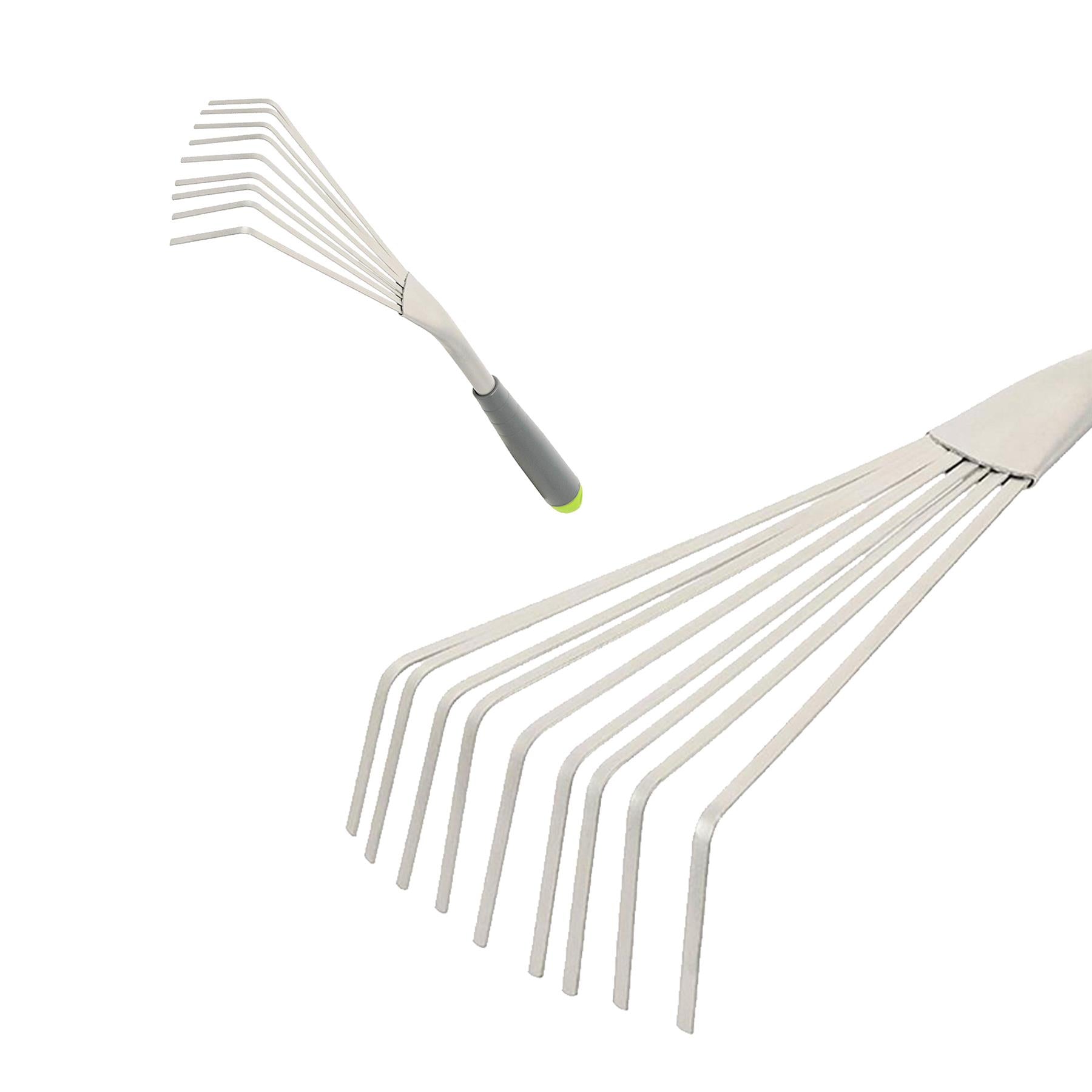 Hand Shrub Rake 390mm Gardening Tool Corrosion-Resistant Nine-Teeth Fan Rake