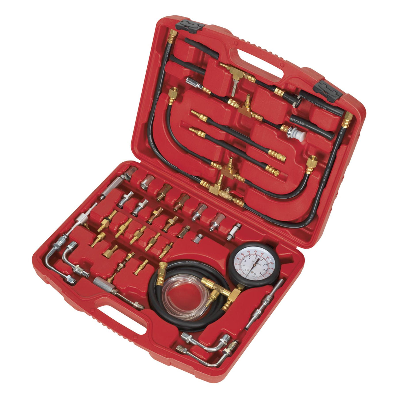 Sealey Fuel Injection Pressure Test Kit Quick Couplings & Safety Valve