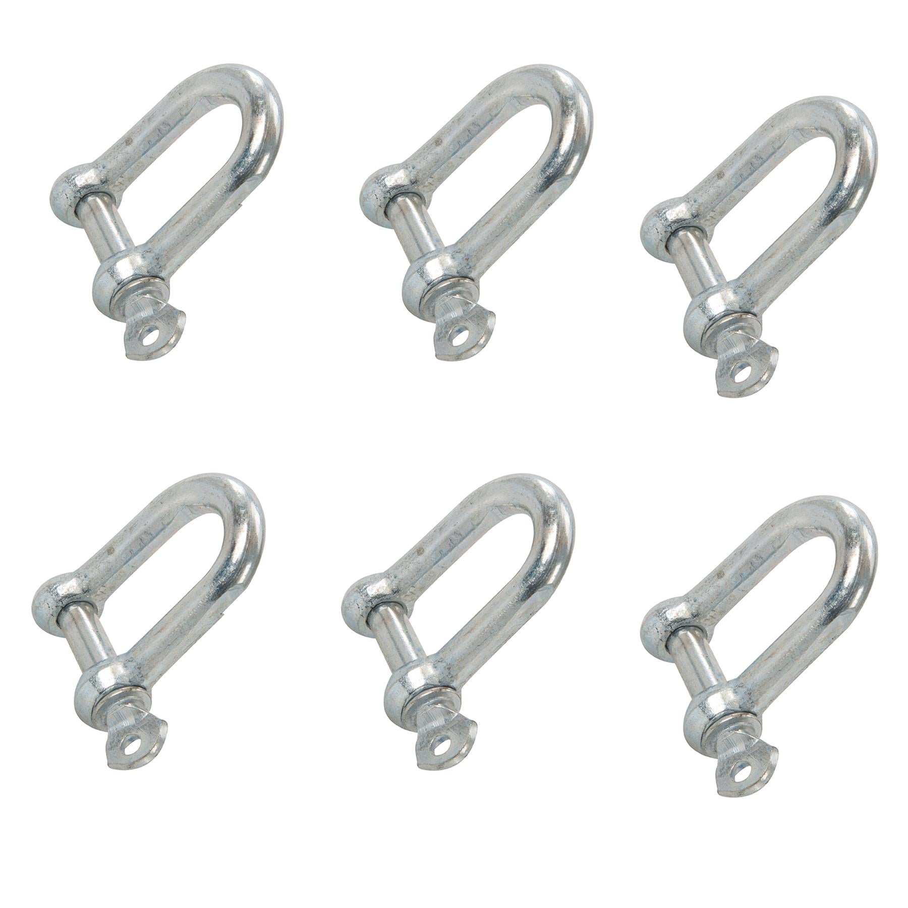 D Shackle Dee Link M8 6pc Galvanised Steel Lifting Towing Rigging Pin Loop