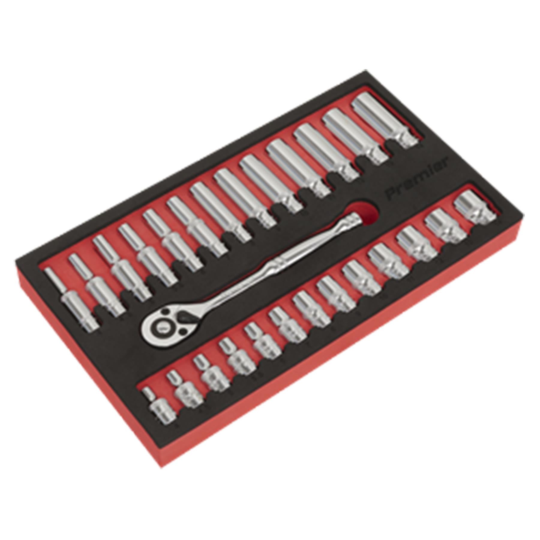 Sealey Ratchet Wrench & Socket Set 27pc 1/4"Sq Drive