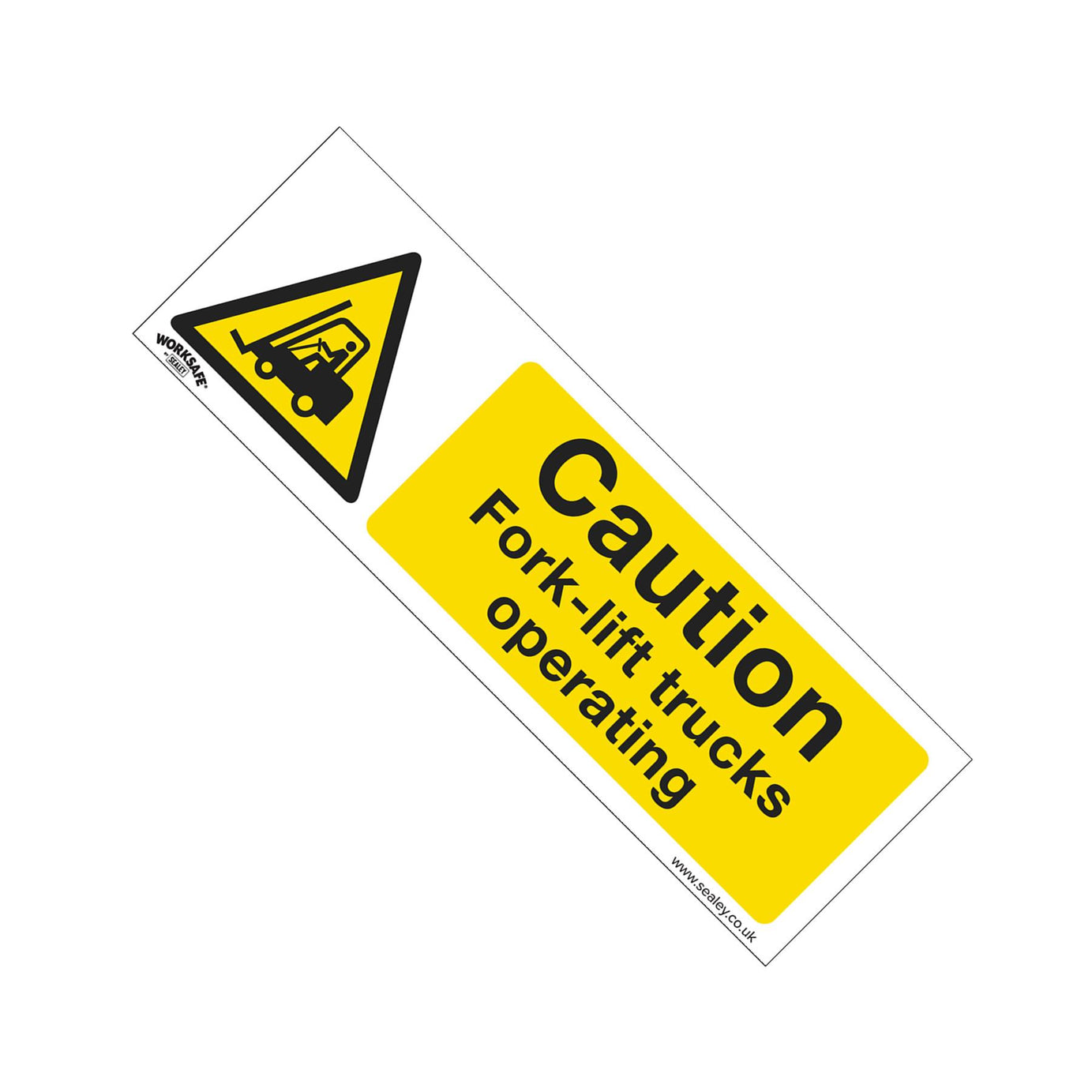 Sealey Safety Sign - Caution Fork-Lift Trucks -Self-Adhes. Pk of 10