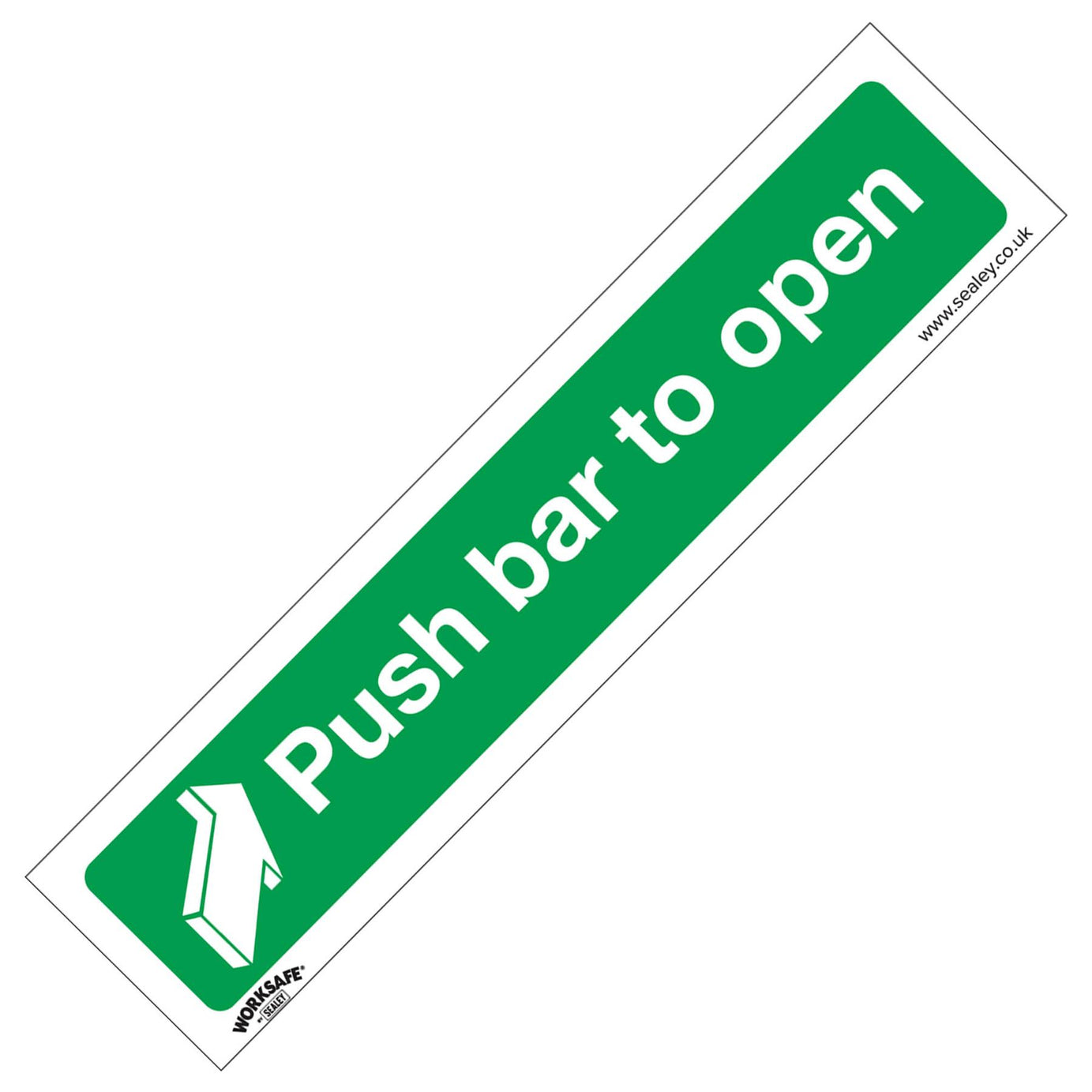 Sealey Safety Sign - Push Bar To Open - Self-Adhes. - Pack of 10