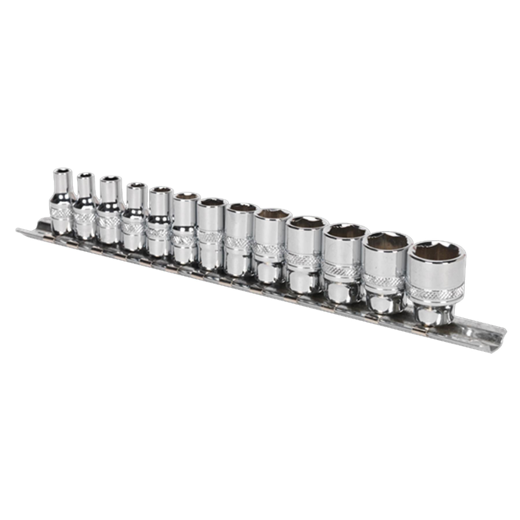 Sealey Lock-On Socket Set 1/4" Sq Dr 13pc 4 -14mm 6pt Metric Long Reach