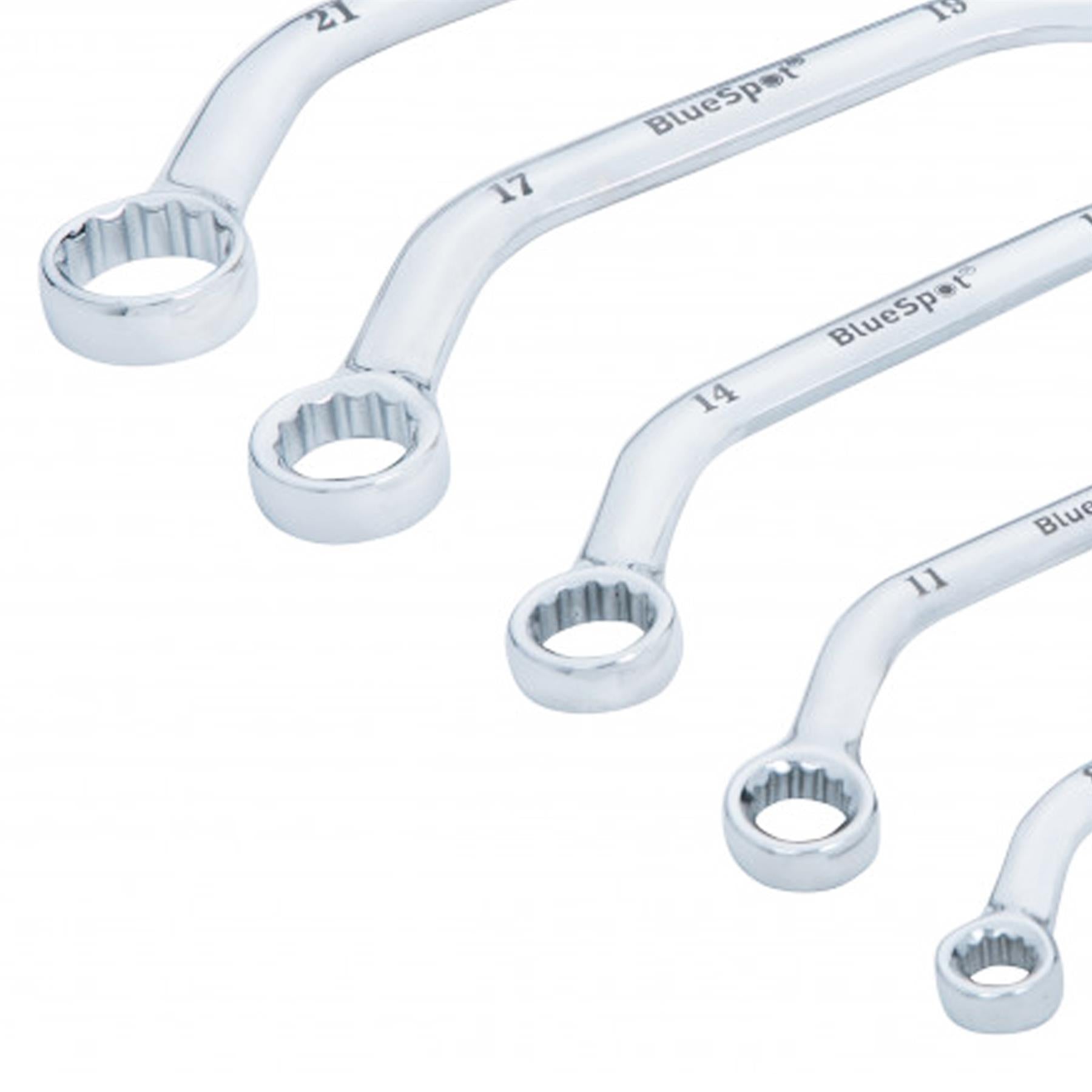 BlueSpot 5 Piece 8-22mm Obstruction Spanner Set Metric Curved Chrome Vanadium