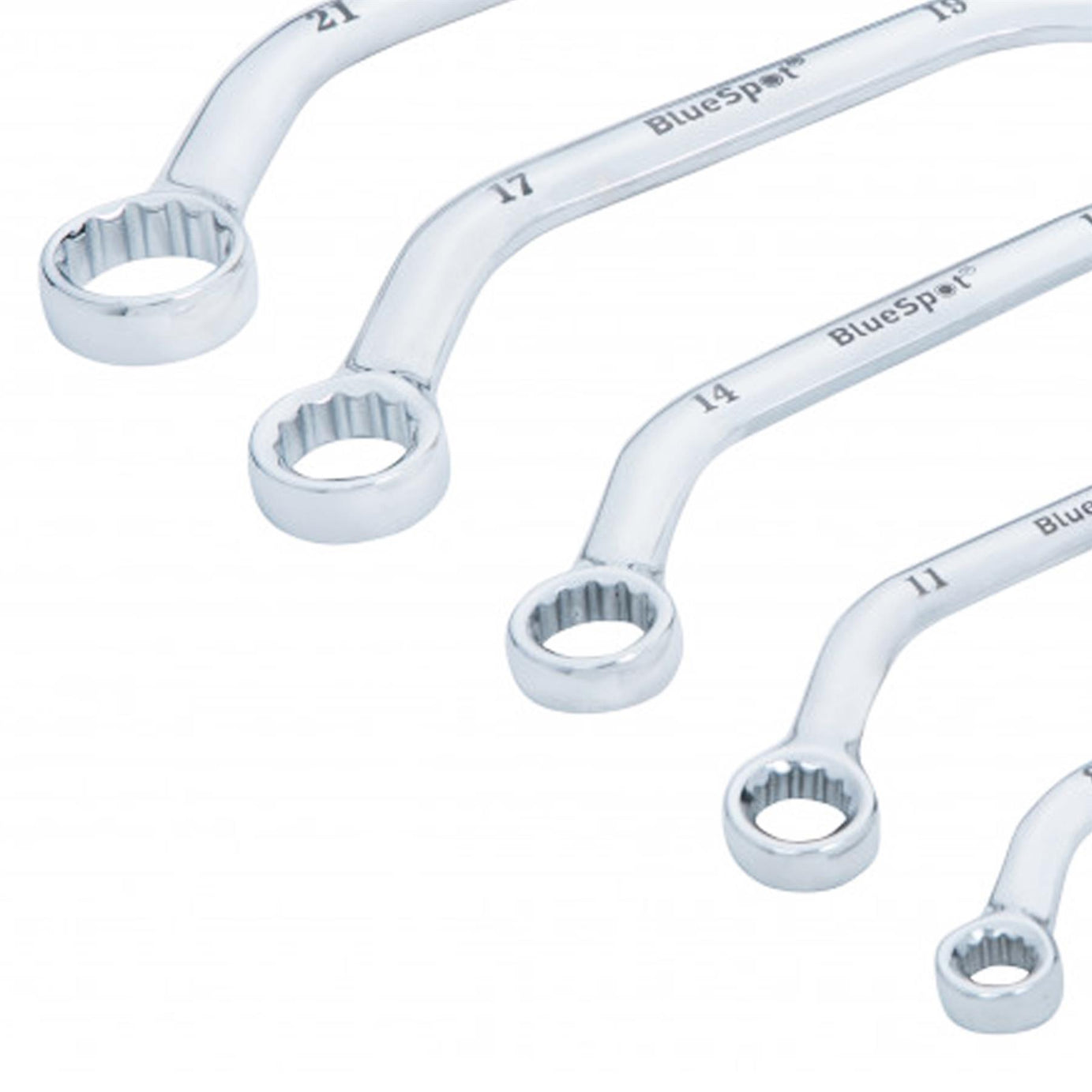 BlueSpot 5 Piece 8-22mm Obstruction Spanner Set Metric Curved Chrome Vanadium