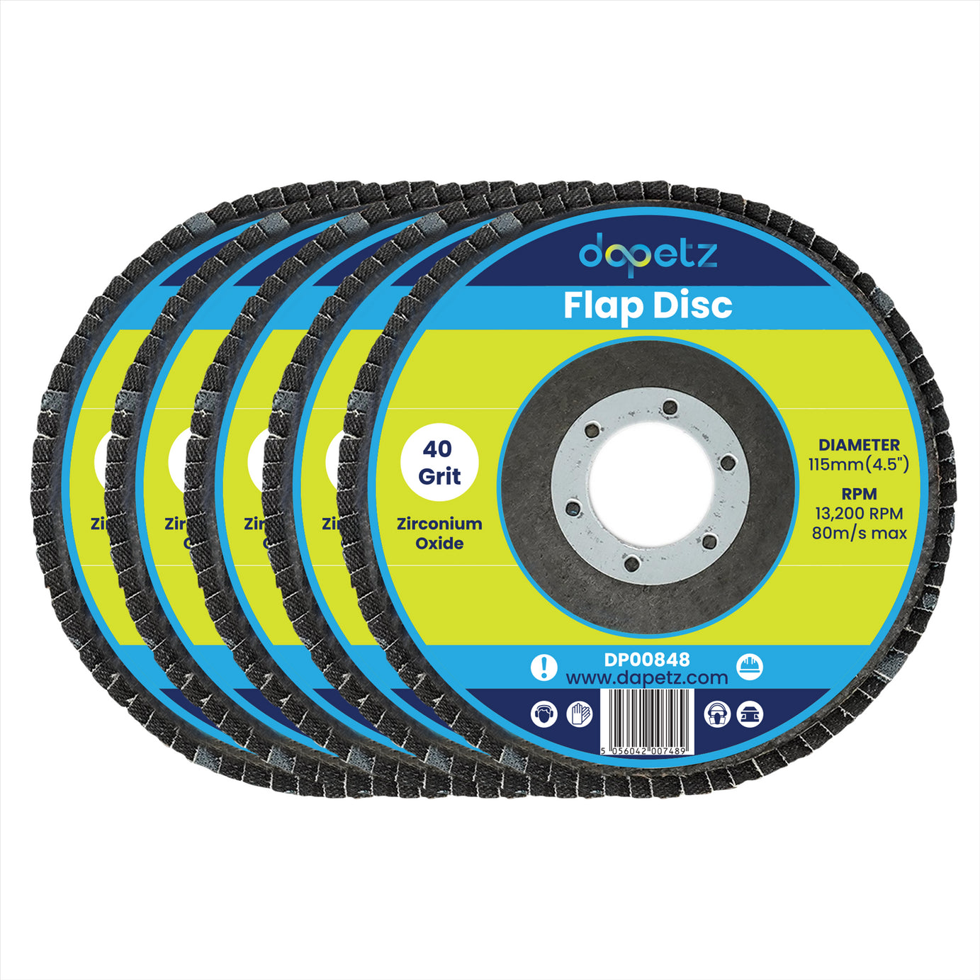 5pcs Flap Zircon Discs 4.5" 115mm Sanding Grit Grinding Wheels 40 Grit Angle Grinder