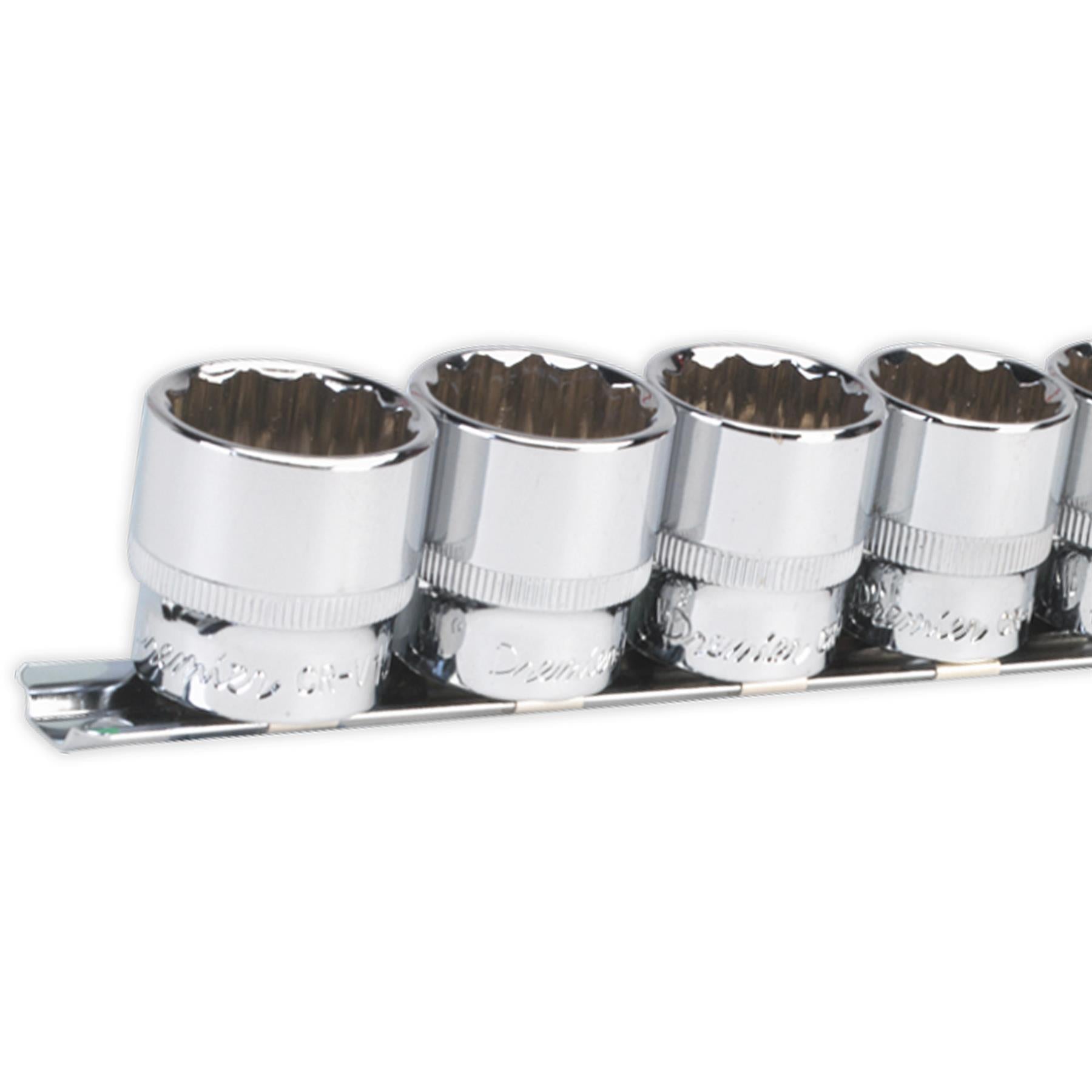Sealey Premier 11 Piece Bi-Hex 3/8" Sq Dr Imperial AF Socket Set + Rail