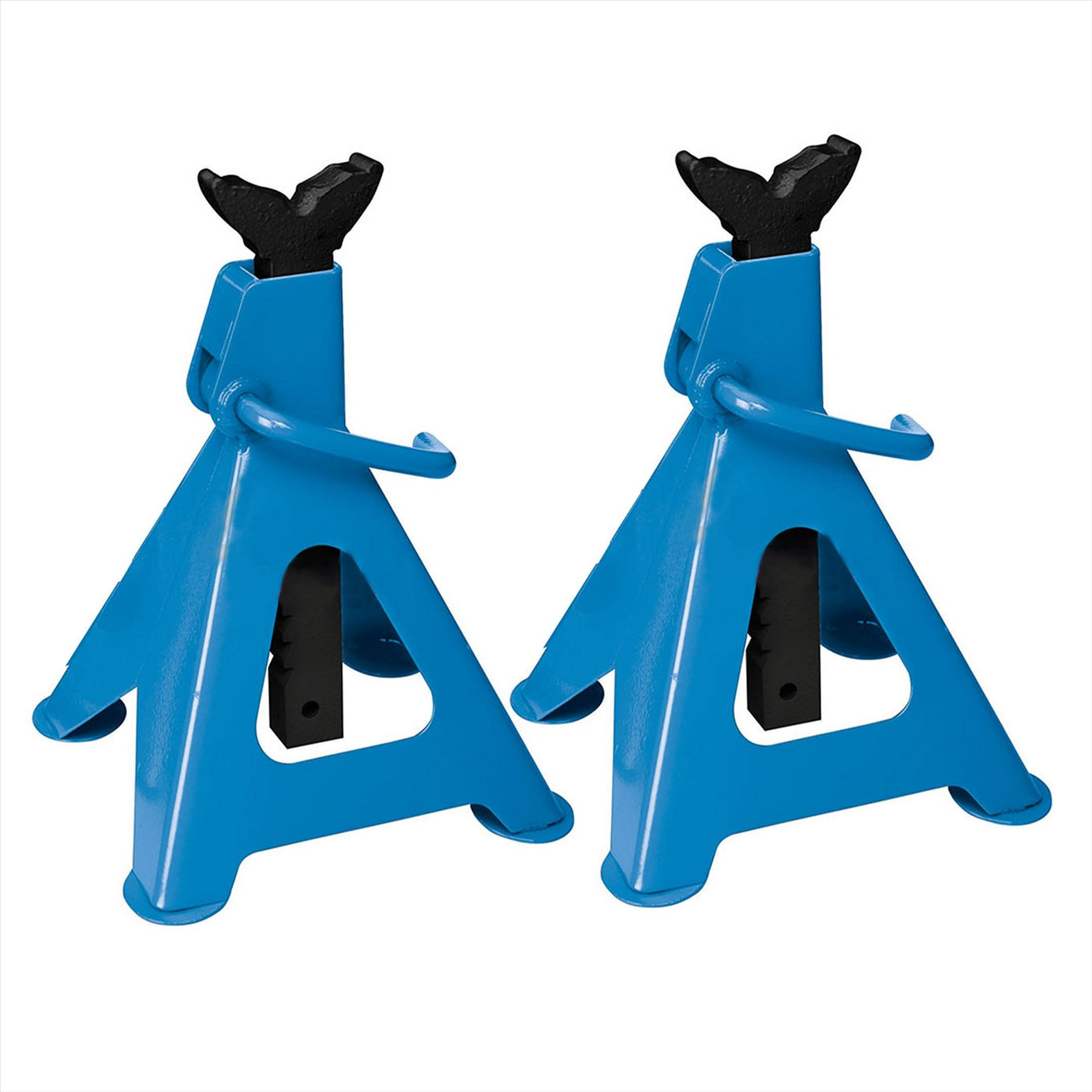 2Pce Axle Stand Set 6 Tonne Fast & Easy Ratchet Height Adjustment - Iron Cast