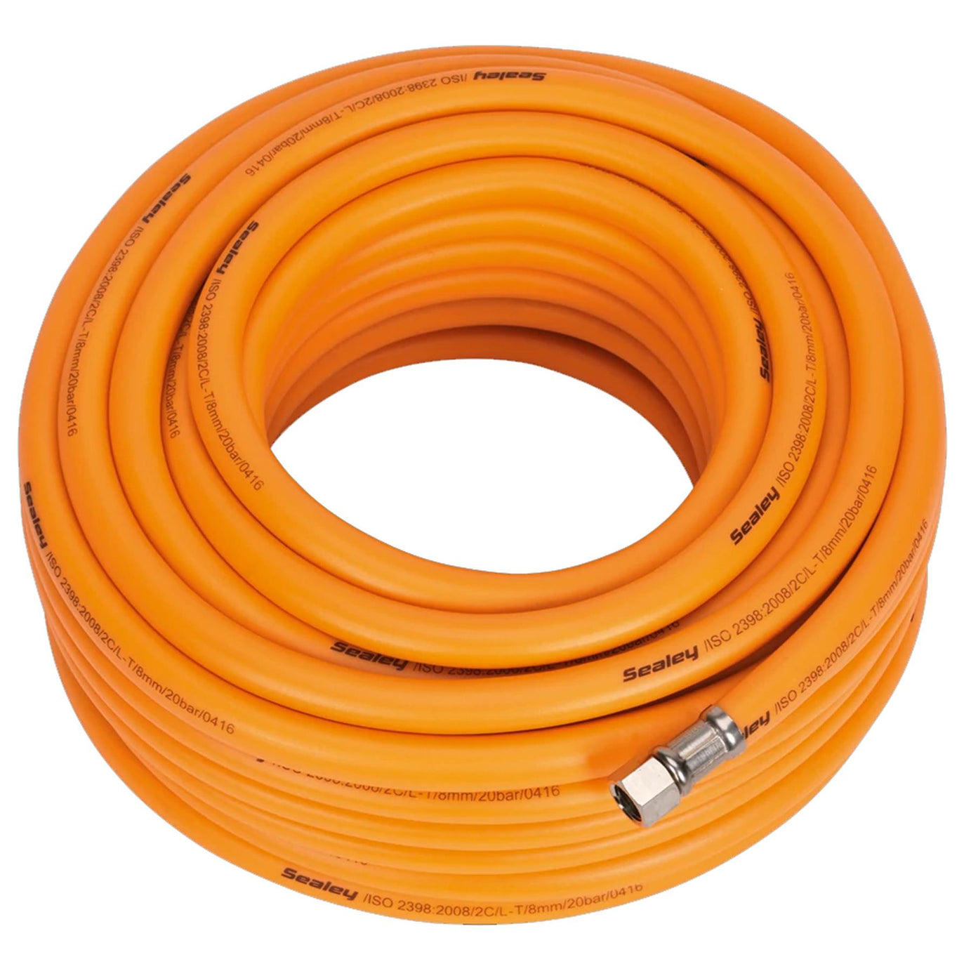 Sealey Air Hose 20m x 8mm Hybrid High-Visibility 1/4"BSP Unions