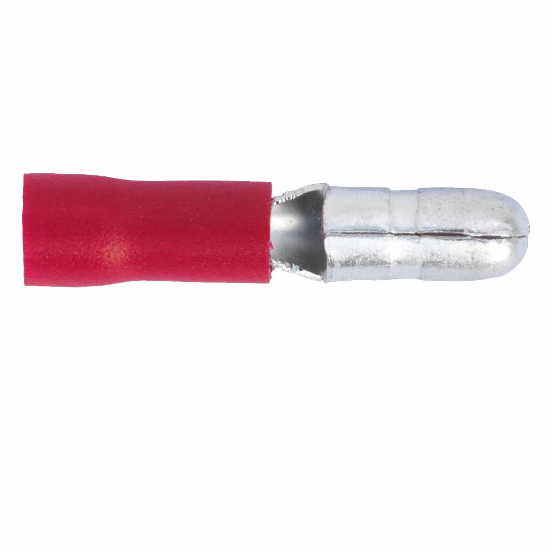 Bullet Terminal 4mm Male Red Pack of 100. RT11 Sealey