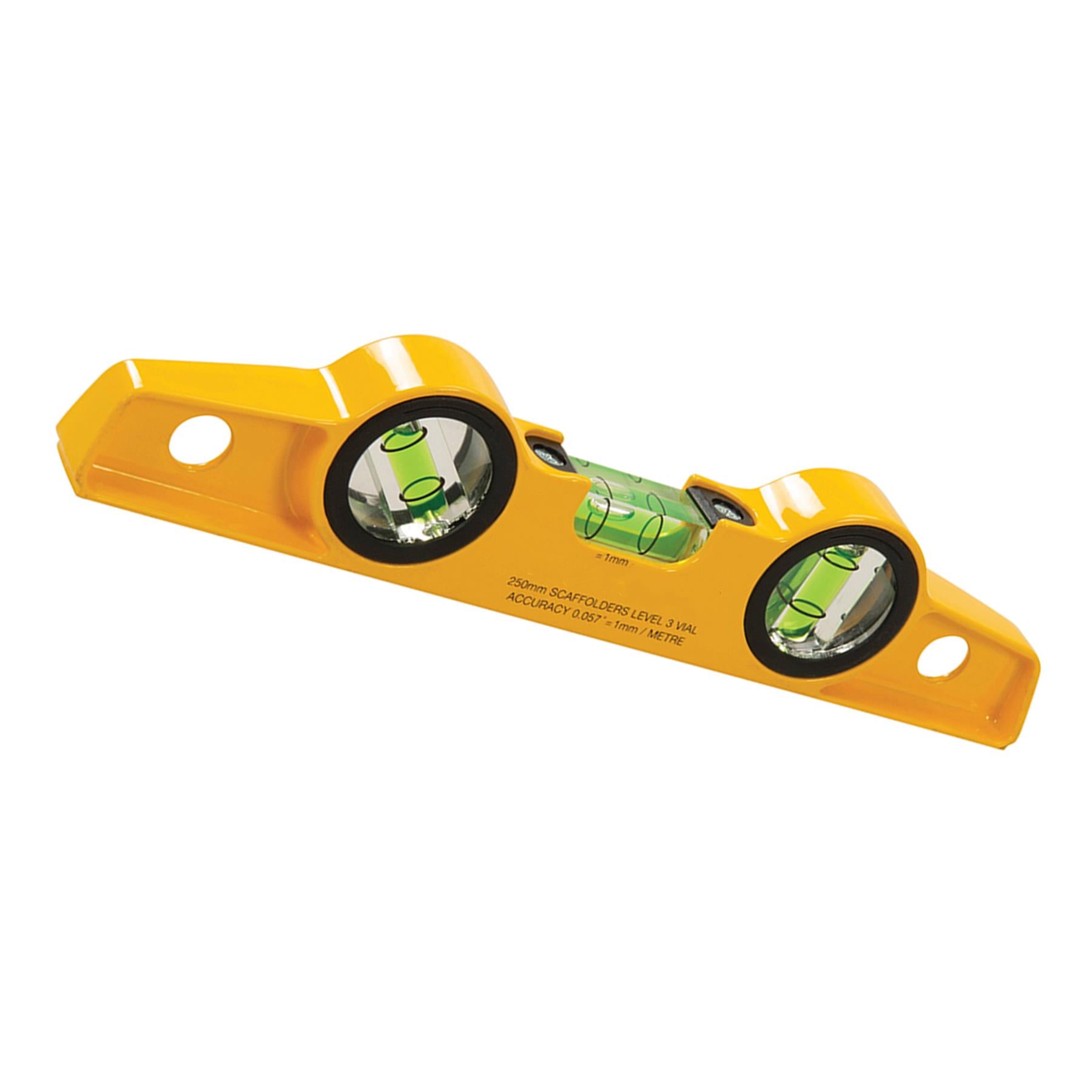 Scaffolders Level 250mm Magnetic Torpedo Pocket Boat 3 Vial Spirit Level
