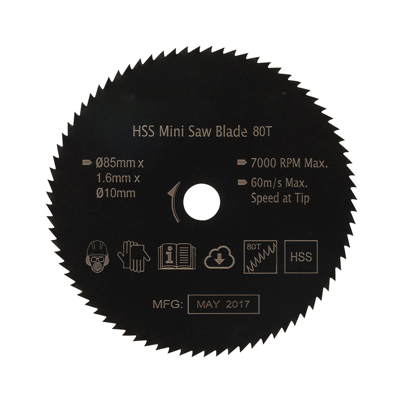 HSS Mini Saw Blade Titan Worx 85mm Diameter 10mm Bore - 80 Teeth