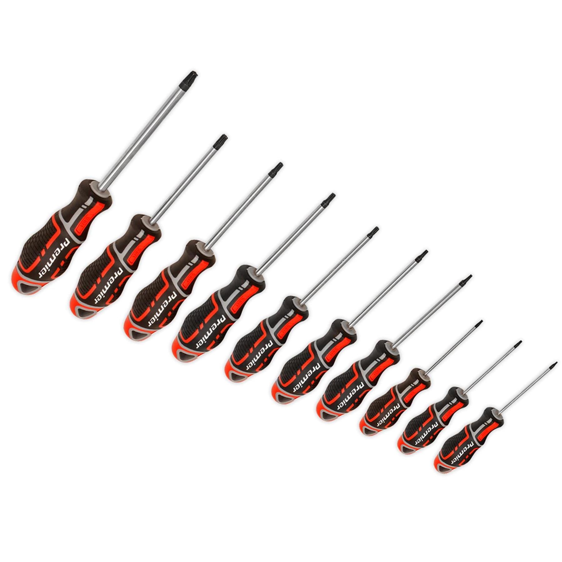 Sealey 10pc TRX Star Torx Screwdriver Set Magnetic GripMax Red T7-T40 AK4324