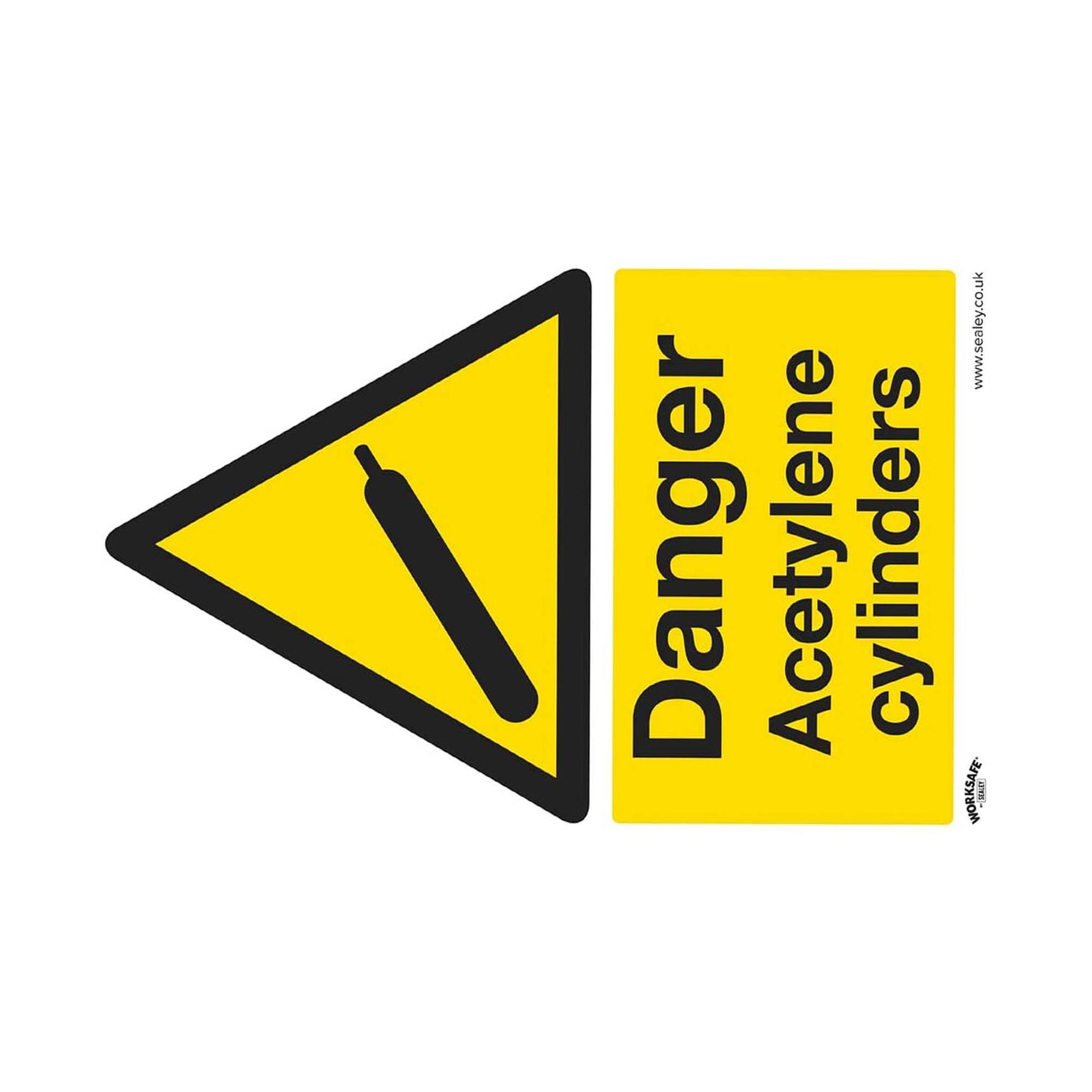 Sealey Warning Safety Sign - Danger Acetylene Cylinders - Rigid Plastic - Pack of 10