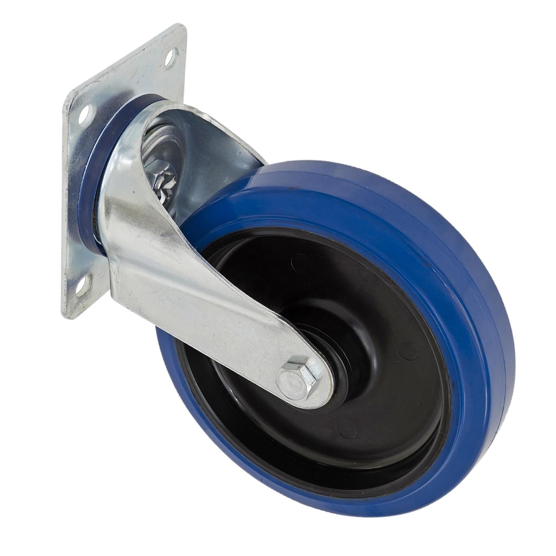 Sealey Heavy-Duty Blue Elastic Rubber Swivel Castor Wheel 125mm