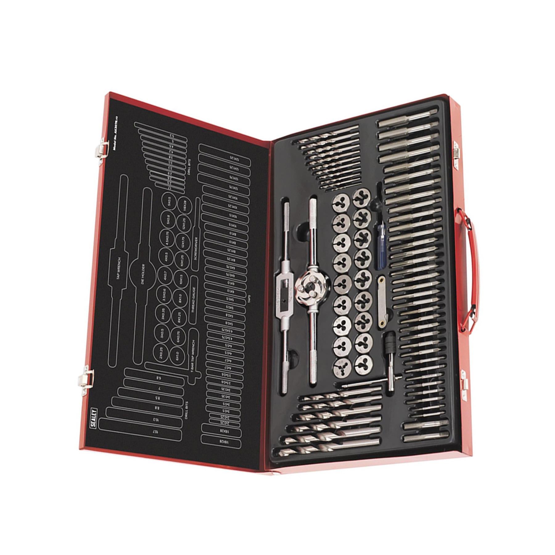 Sealey 76pc Tap and Die Set Split Dies Metric Thread Cutting Tool M3 - M12 Steel