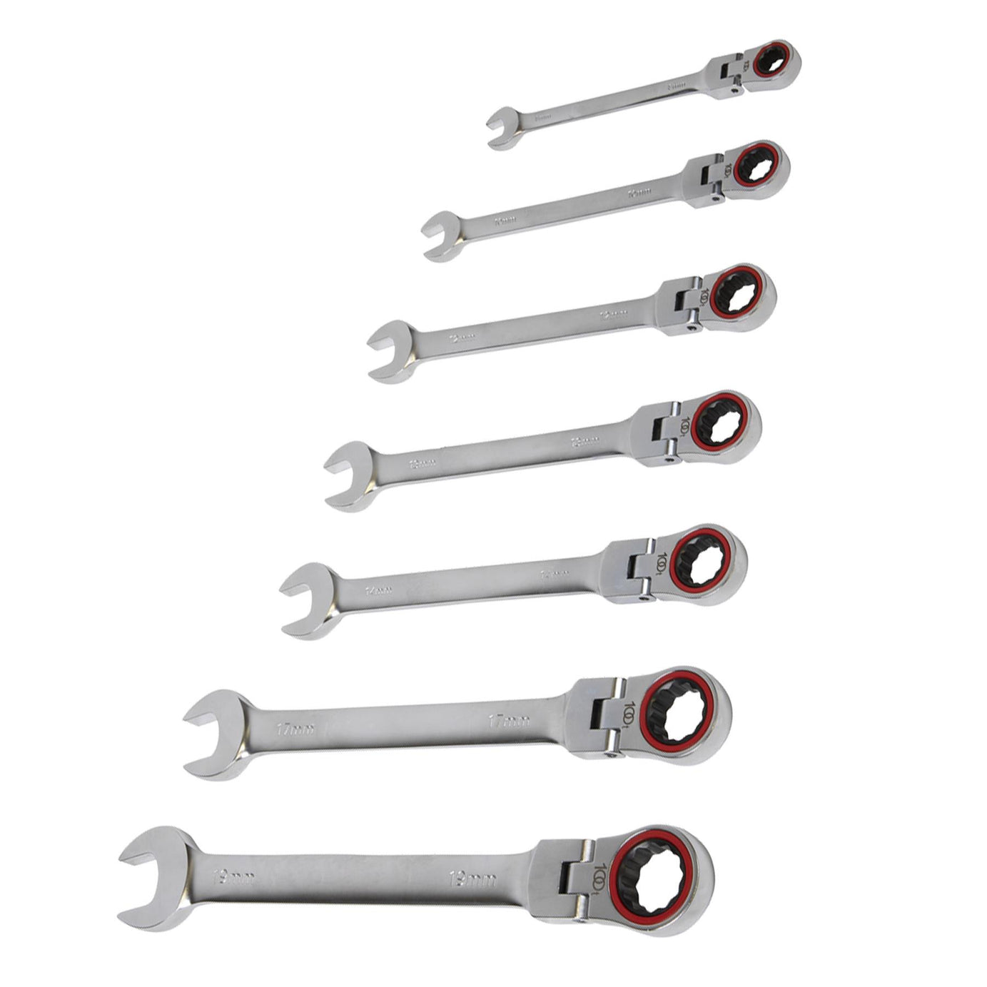 Sealey Flexi-Head Ratchet Comb. Spanner Set 7pc Platinum Series