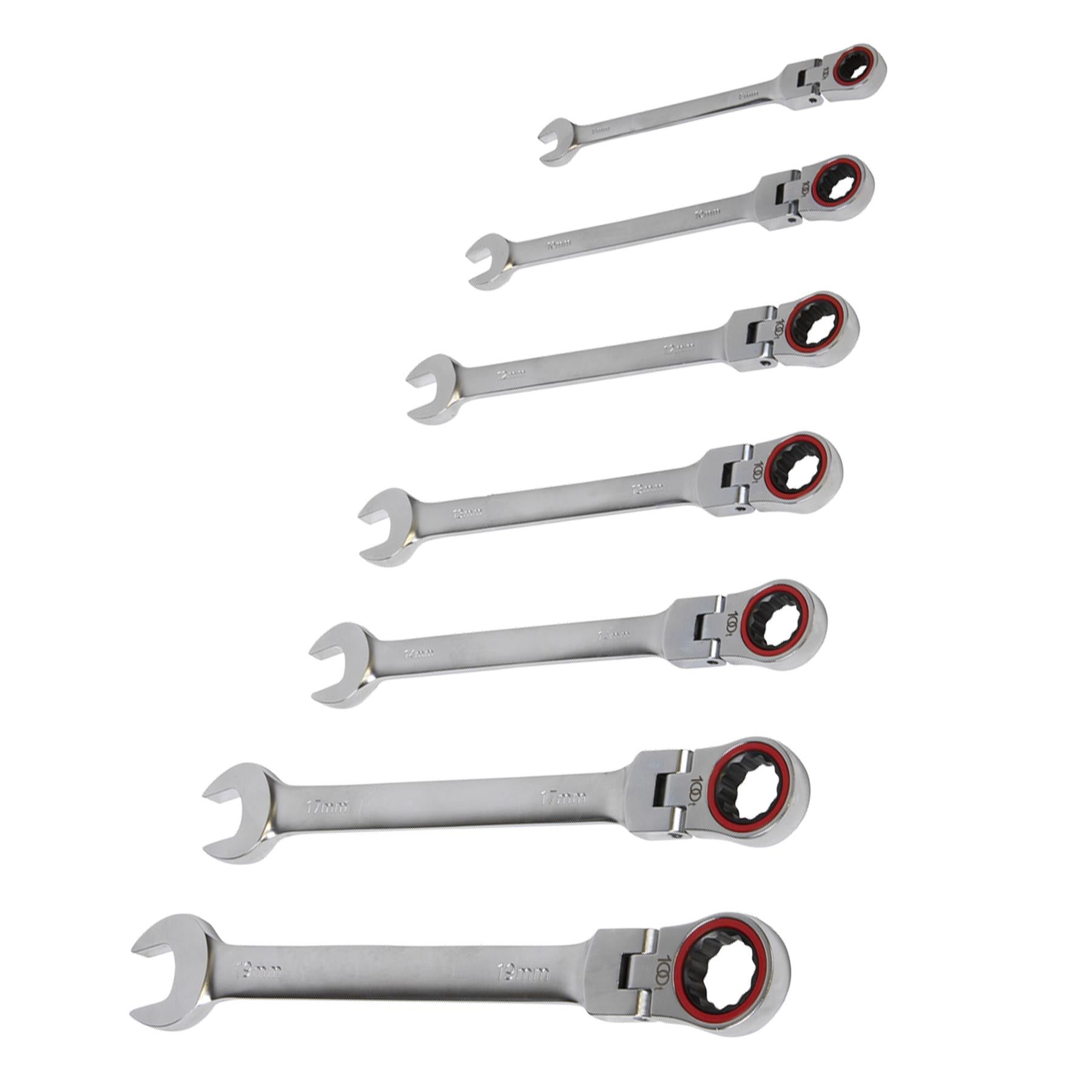 Sealey Flexi-Head Ratchet Comb. Spanner Set 7pc Platinum Series