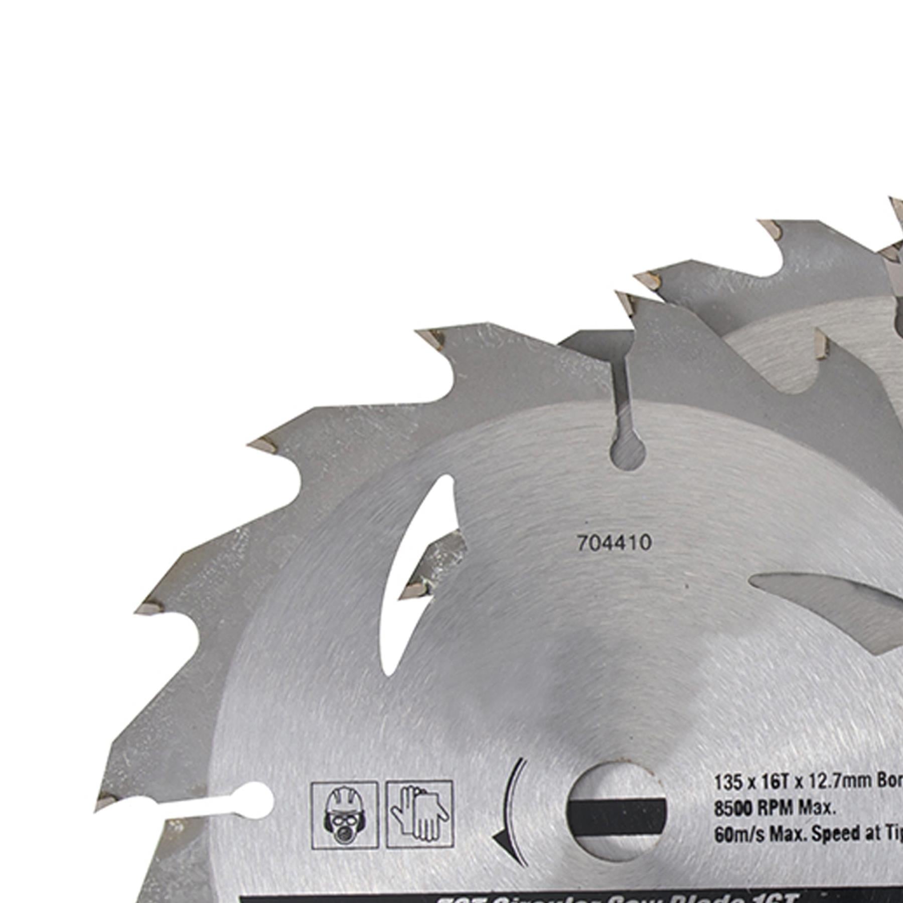 3 Piece TCT Circular Saw Blade Set 16,24, 30T  135 x 12.7 - 10mm Ring