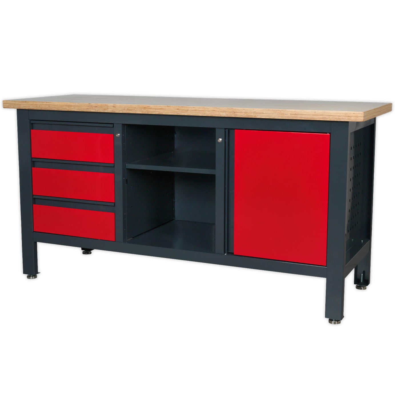 Sealey Workstation with 3 Drawers, 1 Cupboard & Open Storage