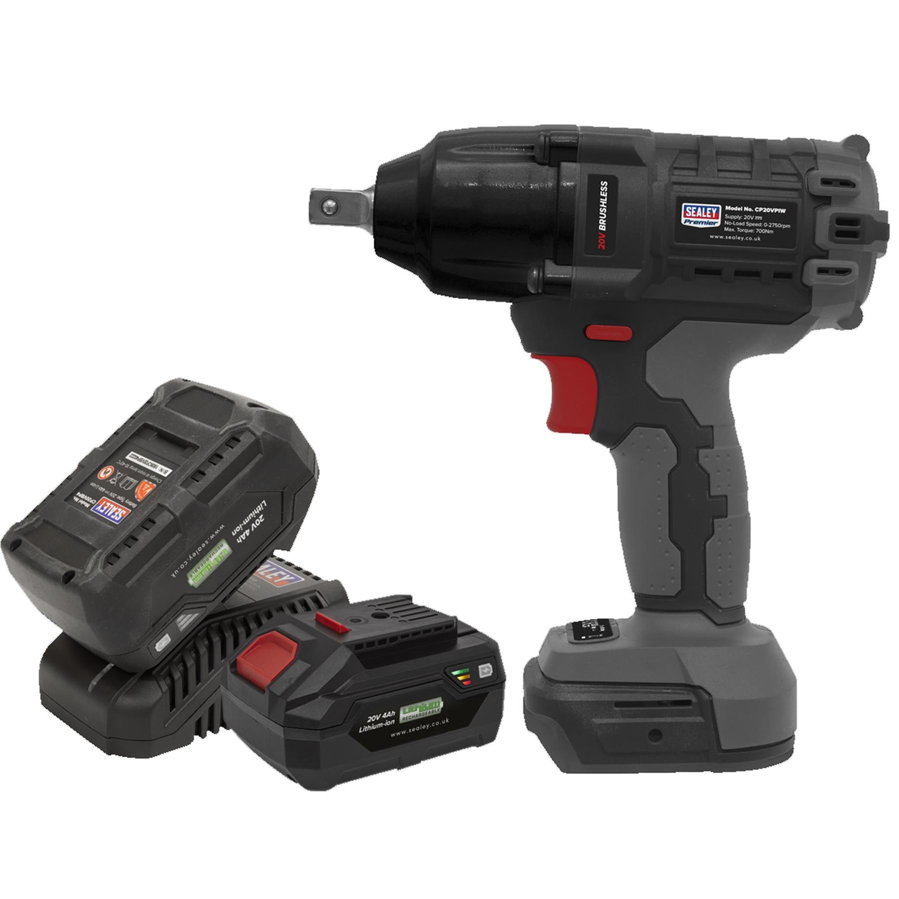 Impact Wrench Kit From Sealey 1/2" SQ Drive 700NM 20V - 2 Batteries