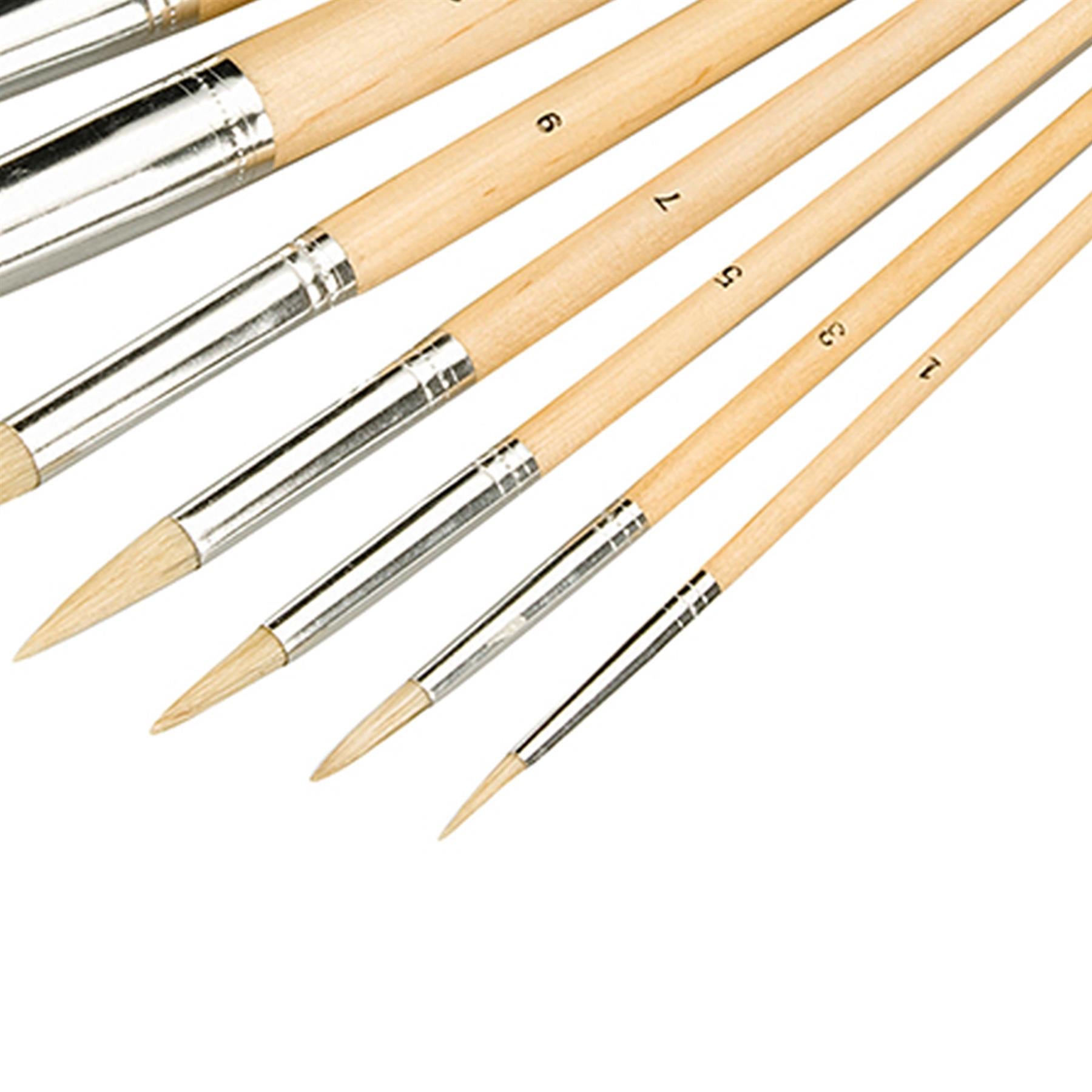 12Pce Artists Paint Brush Set Pointed Tip Sizes 1mm - 12mm For Finishing Work