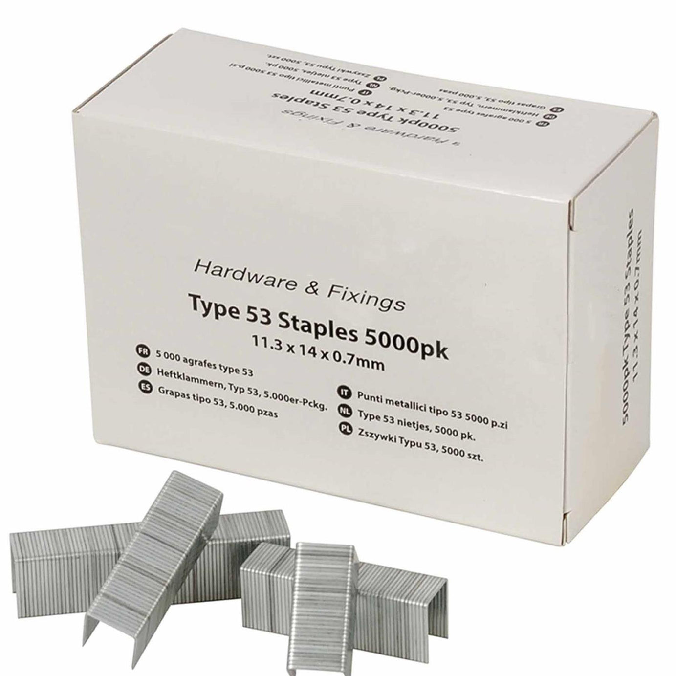 Fine Wire Staples Type 53 For Hobby / Craft 5000 Pk11.25 X 14 X 0.75mm
