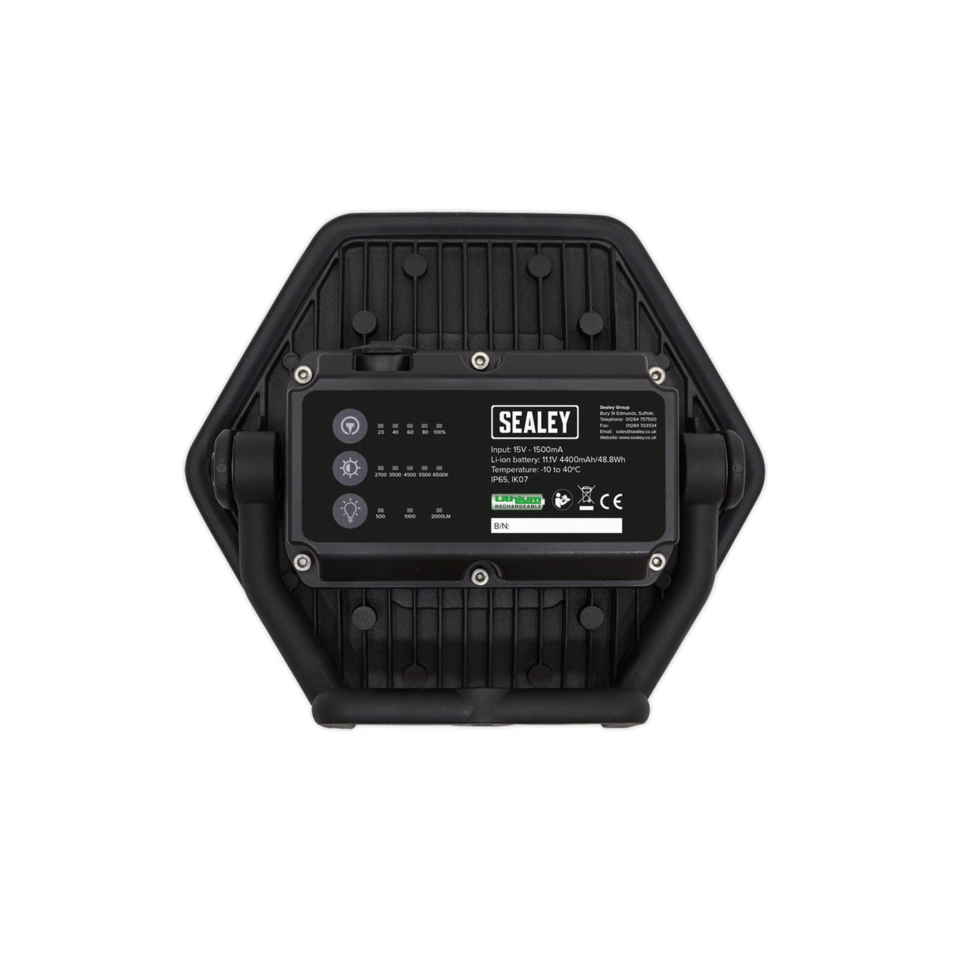 Sealey R/Charge Floodlight 20W COB LED Lithium-ion Colour Matching