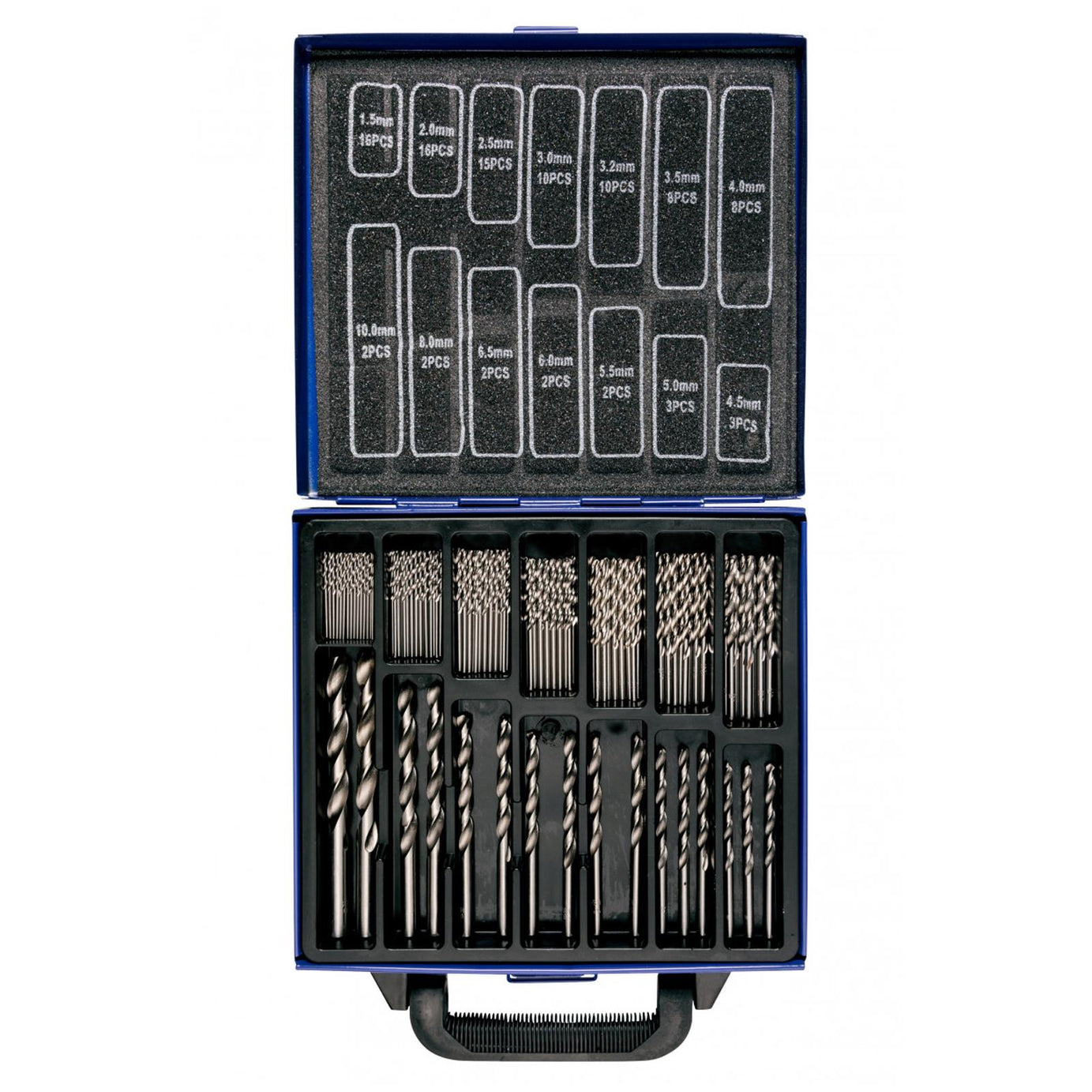 BlueSpot 99Pcs HSS Drill Bit Set Metric Sizes 1.5mm - 10mm Steel / Wood / Plastic Metal Case