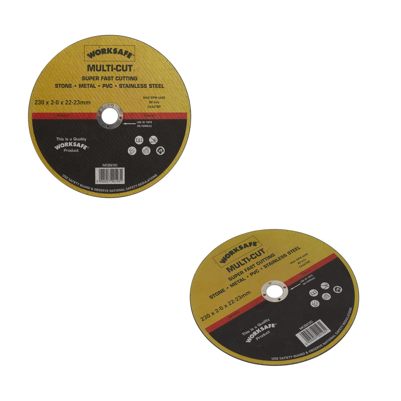 Multi-Cut Disc 230 x 2 x 22mm. Suitable for cutting mild steel Sealey