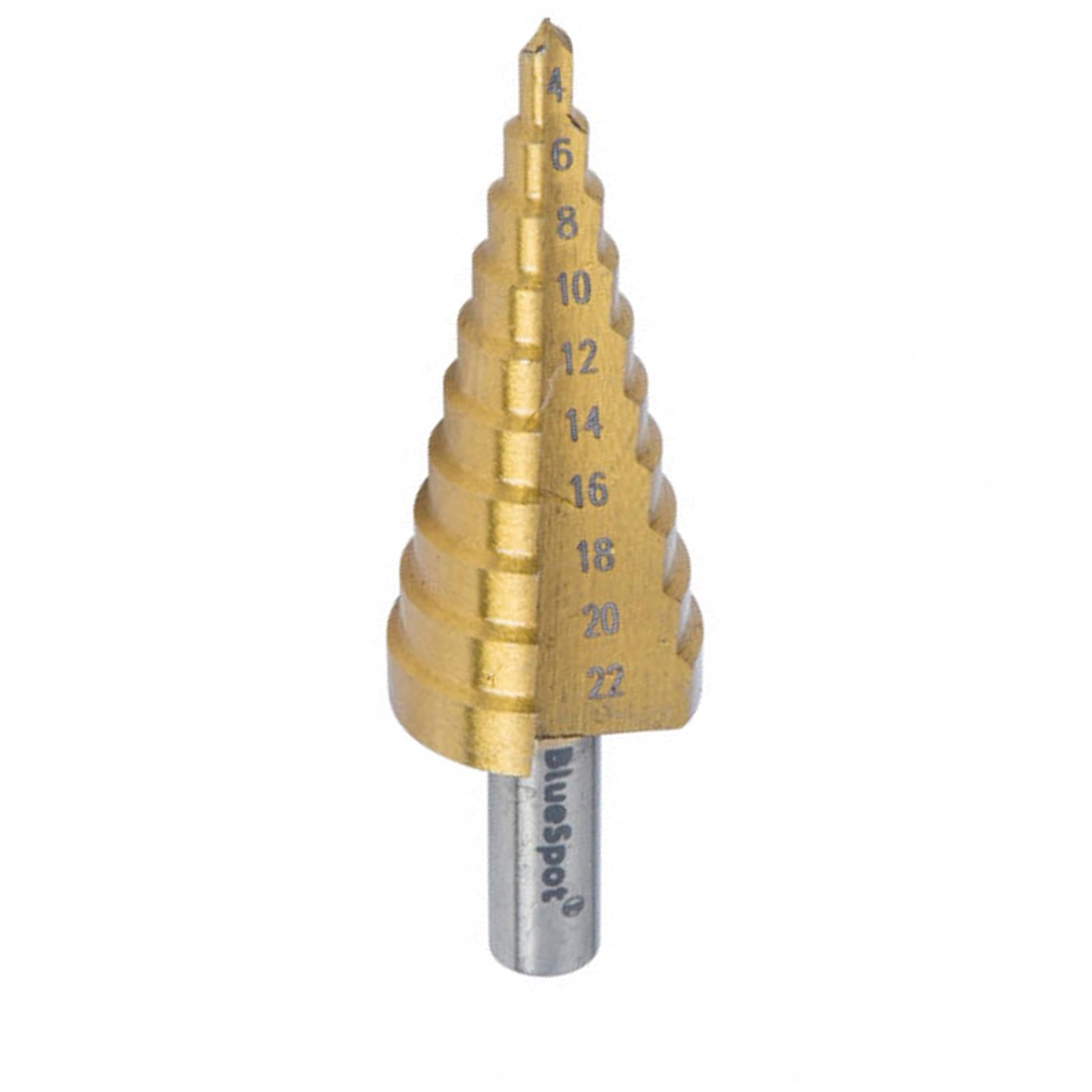 BlueSpot Step Drill HSS Steel Titanium Cone Bit Hole Metal Cutter Tool 4 - 22mm