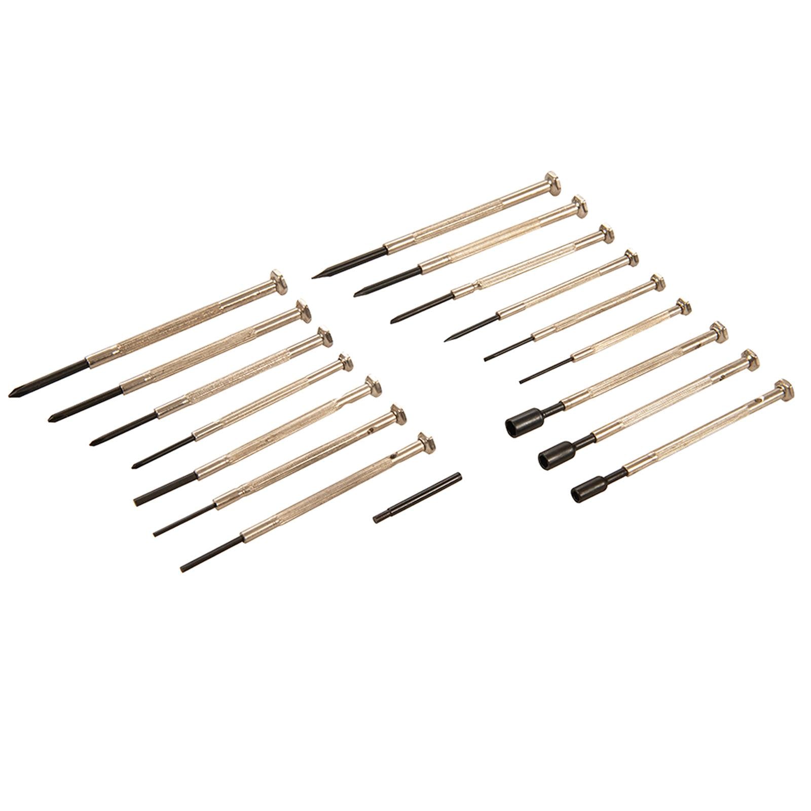 16Pce Jewellers Precision Screwdriver Set Phillips Slotted Hex & Nut Driver