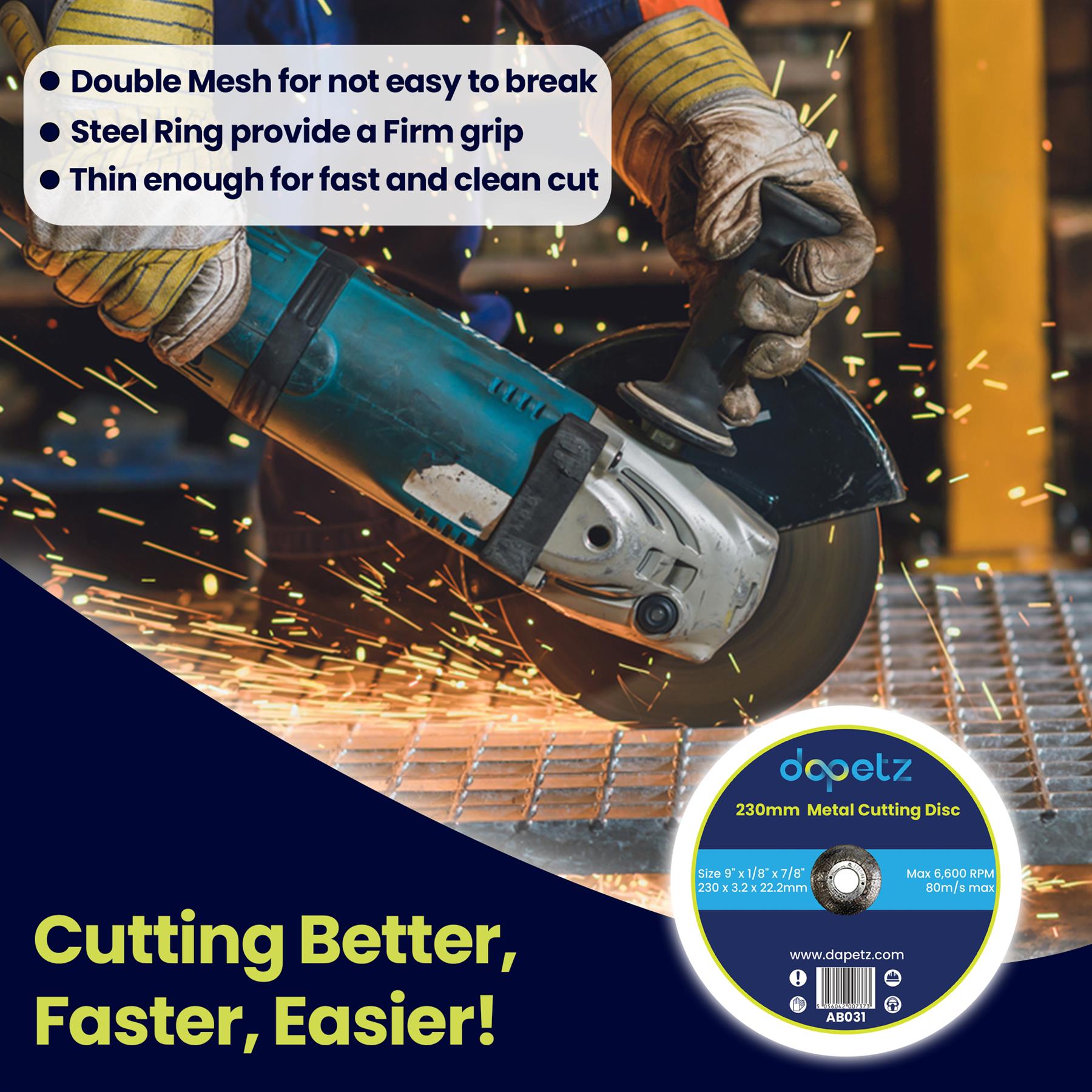 10x Metal Cutting Discs | Angle Grinder Disc Thin Stainless Steel 230mm