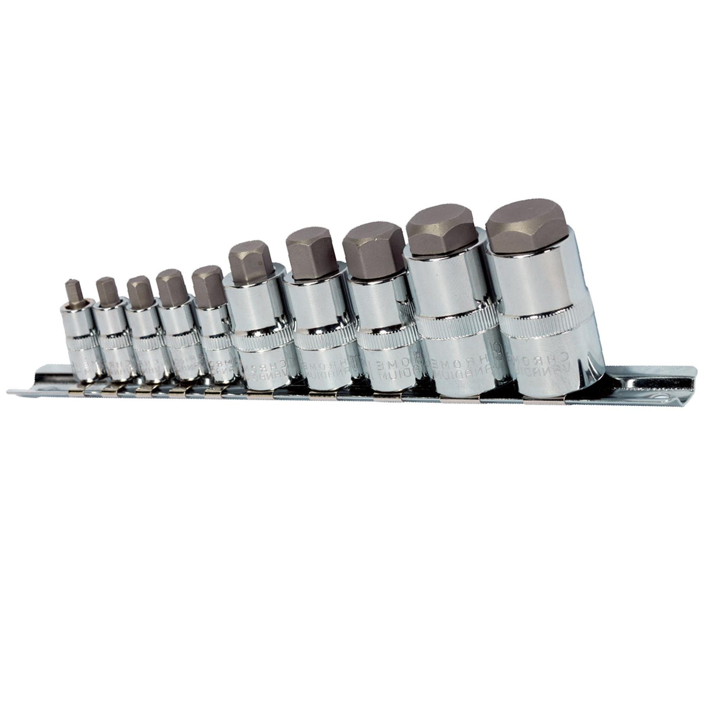 Sealey Hex Socket Bit Set 10pc Stubby 1/4", 3/8" & 1/2"Sq Drive
