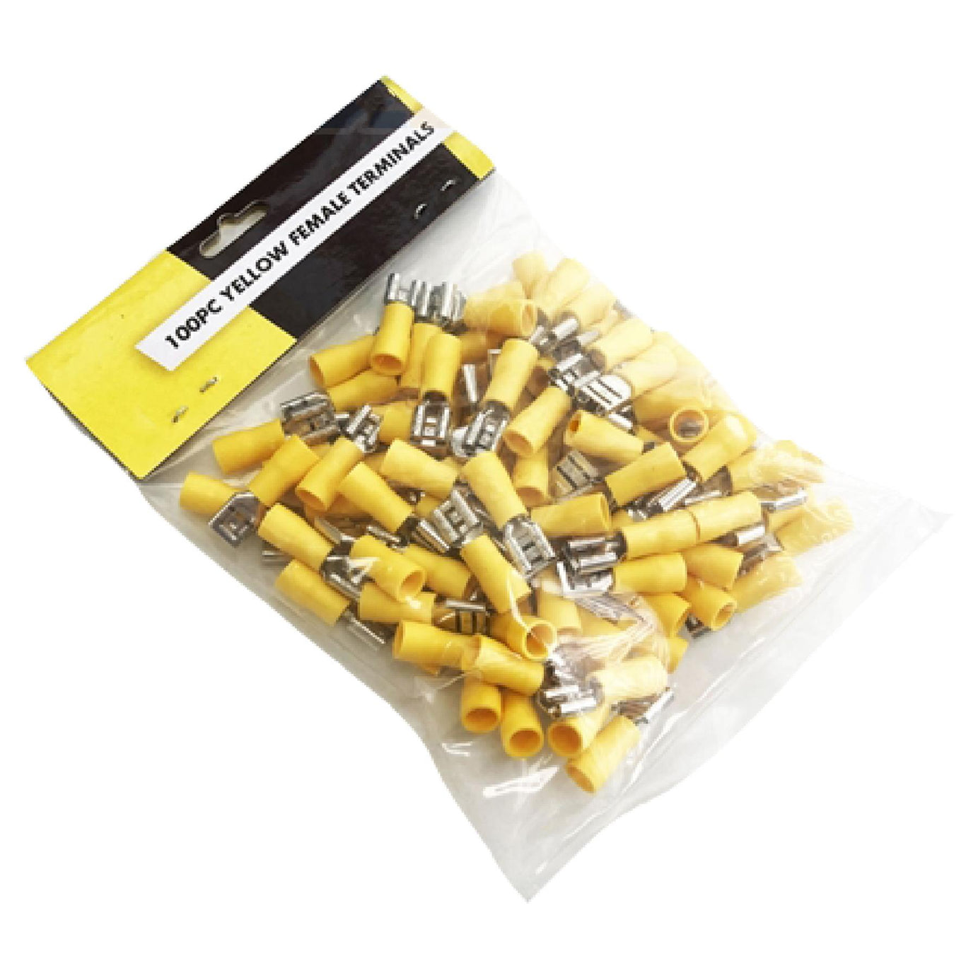 100Pcs Semi- Insulated Female Yellow Terminals Crimp Connector Electrical Terminal