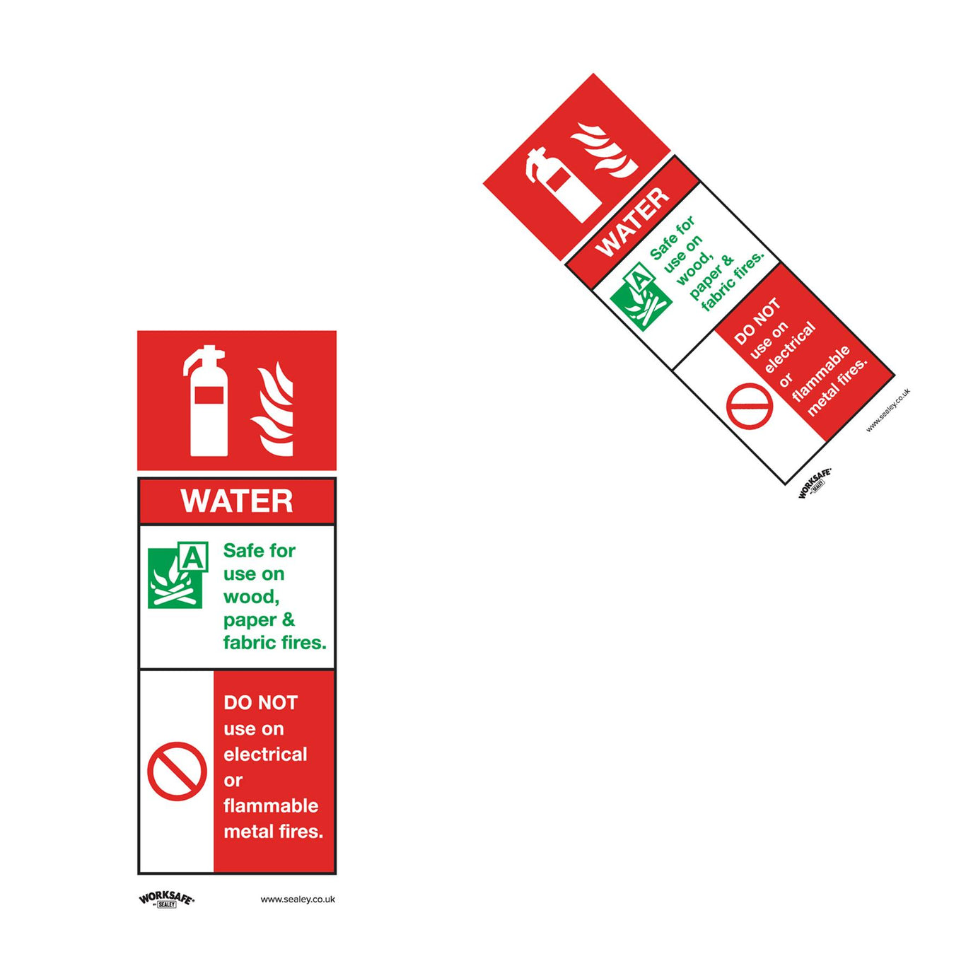 Sealey Safety Sign - Water Fire Ext. - Rigid Plastic - Pack of 10