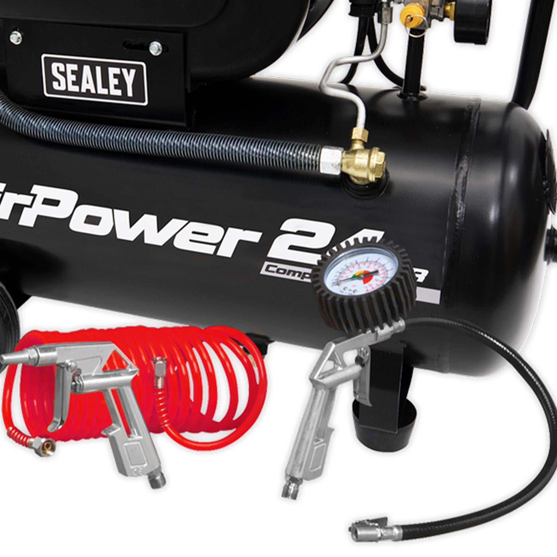 Sealey SAC2420APK Compressor 24L Direct Drive 2hp with 4pc Air Accessory Kit