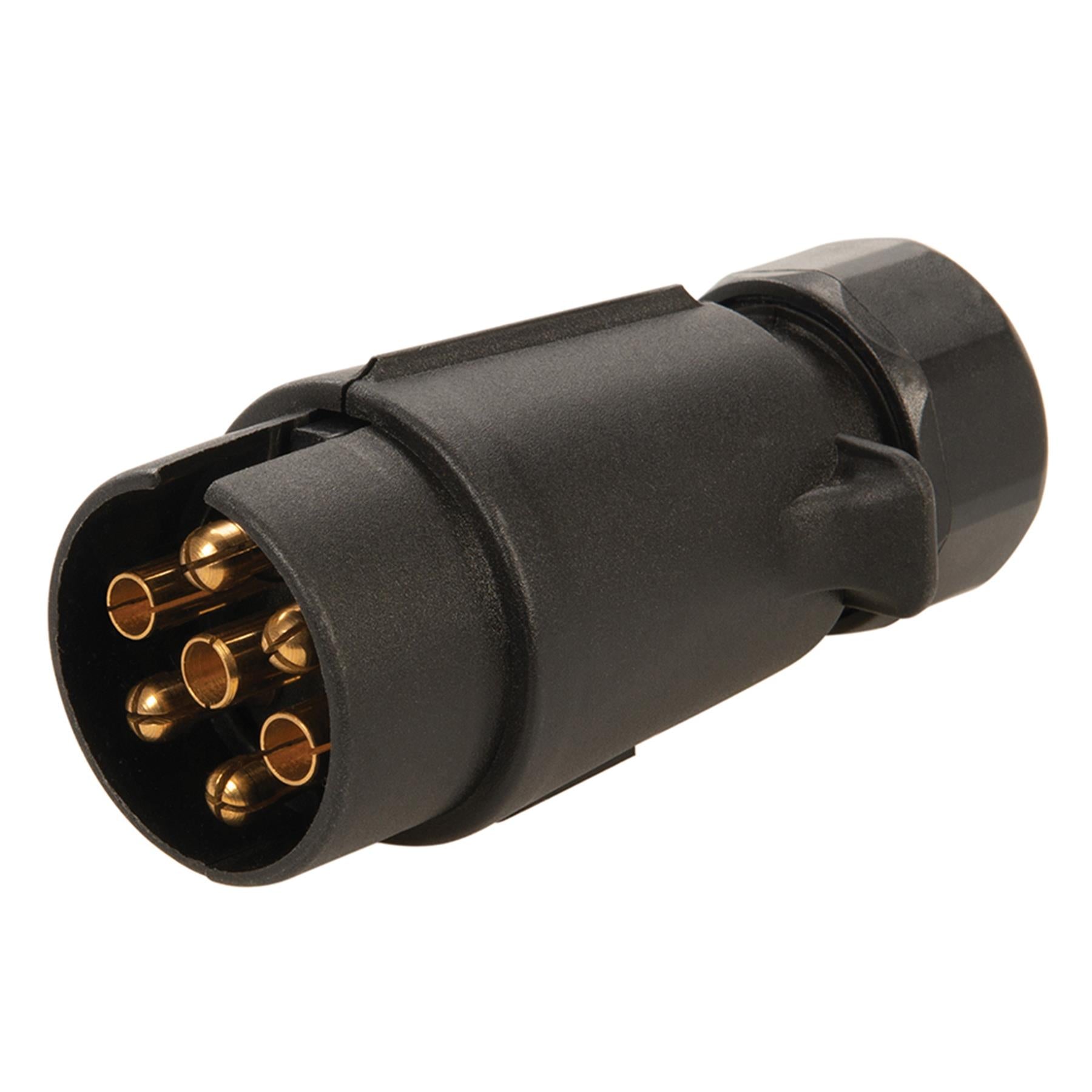 7 Brass Pins Black PLastic Trailer Plug 12V N Type For Caravans And Trailers