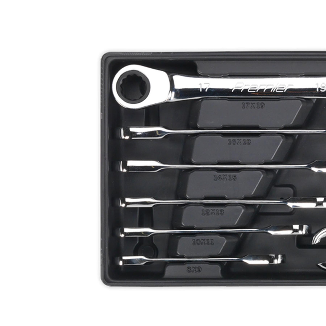Sealey Tool Tray with Flare Nut & Ratchet Ring Spanner Set 12pc