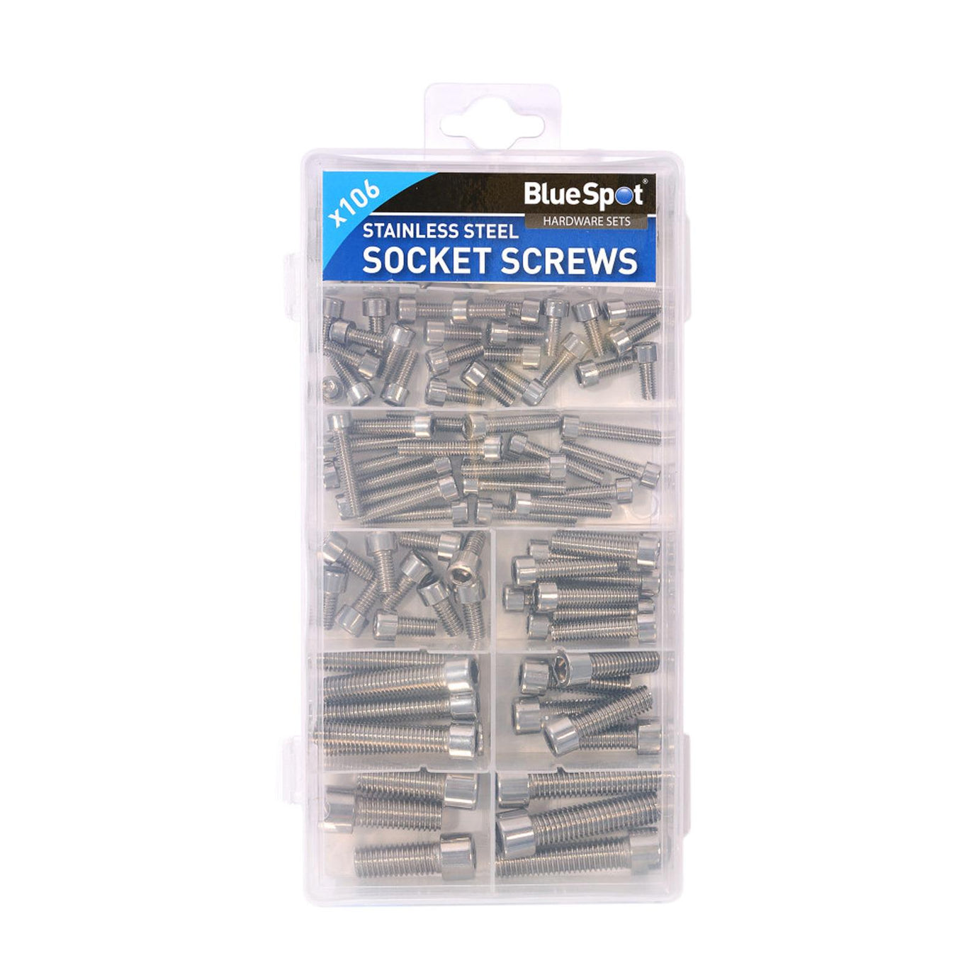 BlueSpot 106Pc Flat Head Phillips Self Tapping Screws Stainless Steel