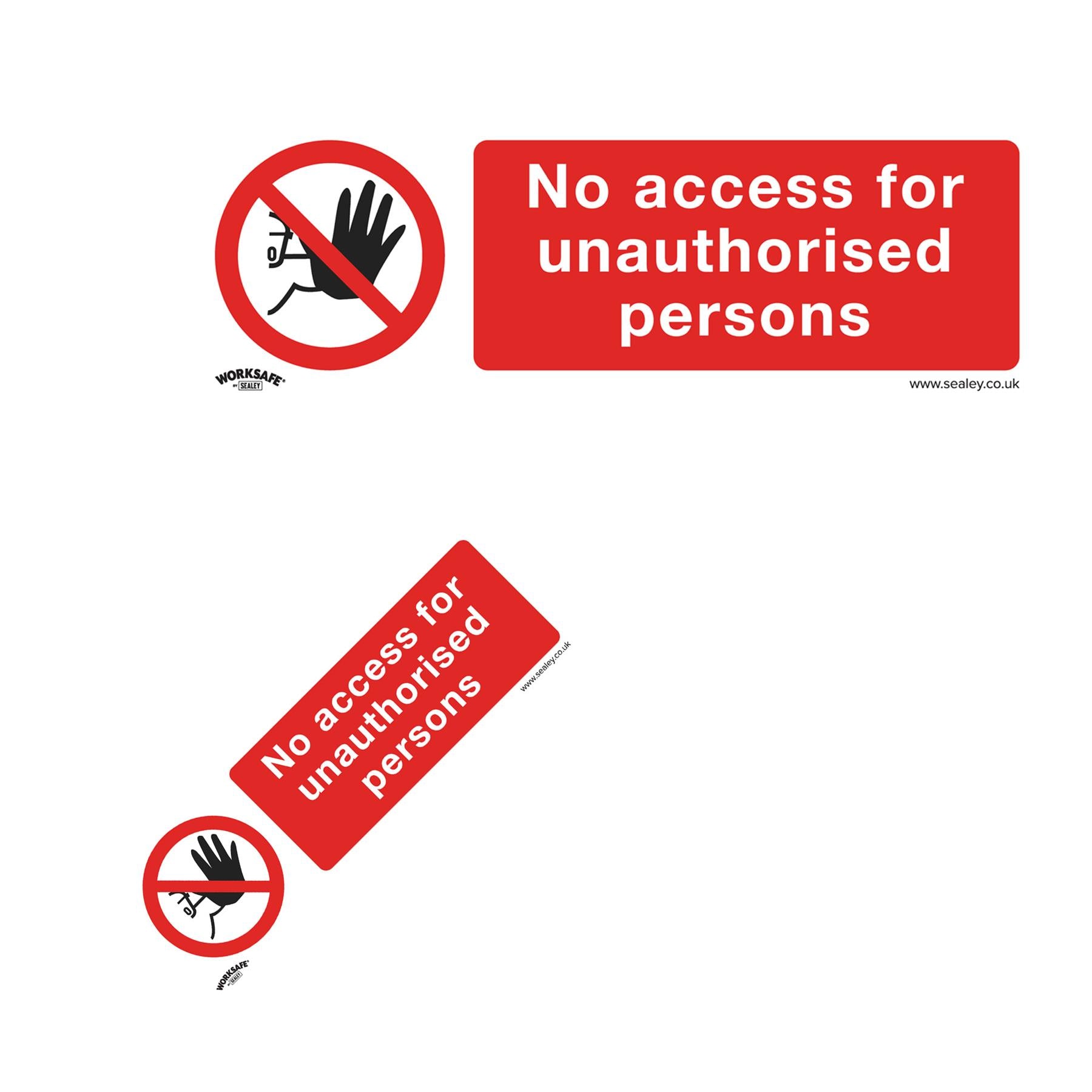 Sealey Safety Sign - No Access - Self-Adhesive Vinyl - Pack of 10