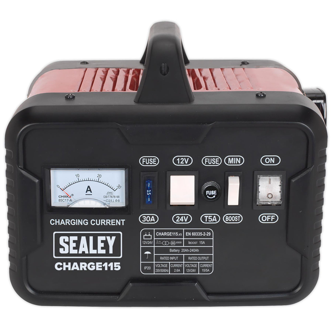 Sealey Battery Charger 19Amp 12/24V 230V Suitable For Regular and low maintenance batteries.