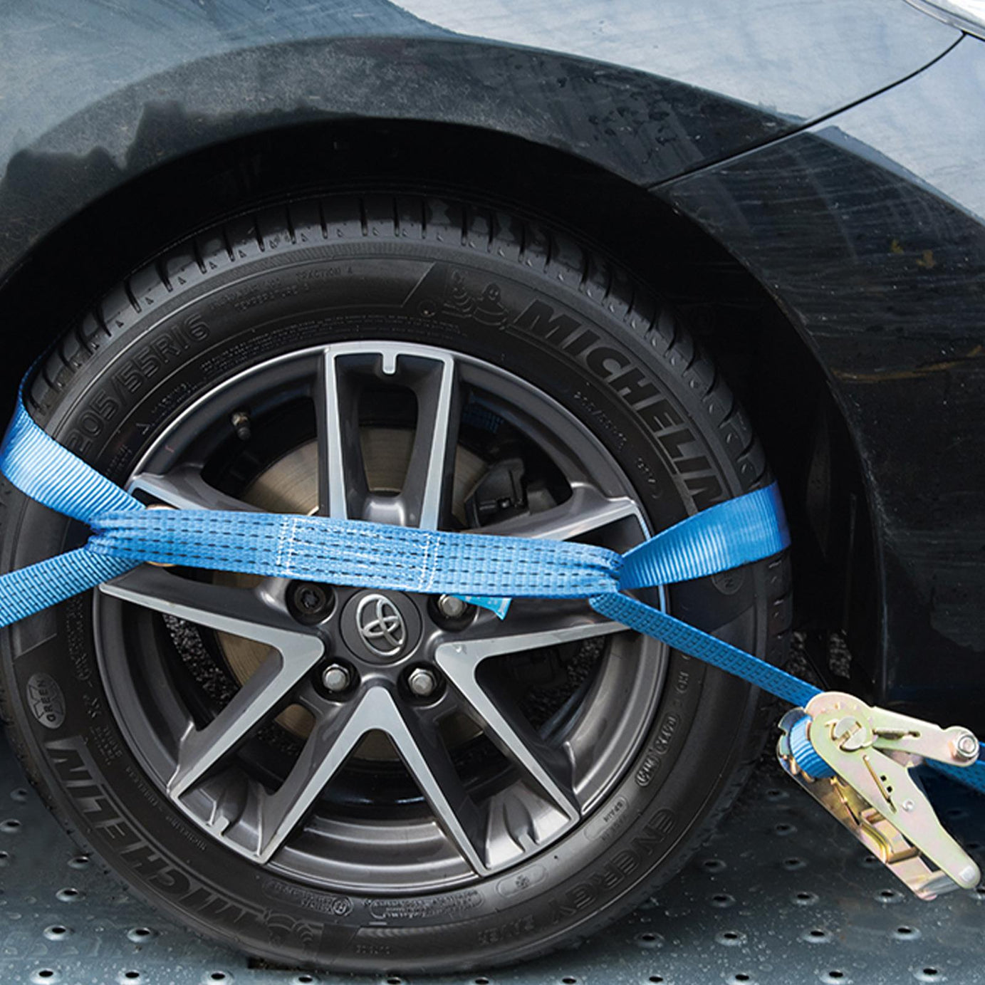 3Pce Car Transporter Tie-Down Set Alloy Wheel - Rated 2000Kg Capacity 4000Kg